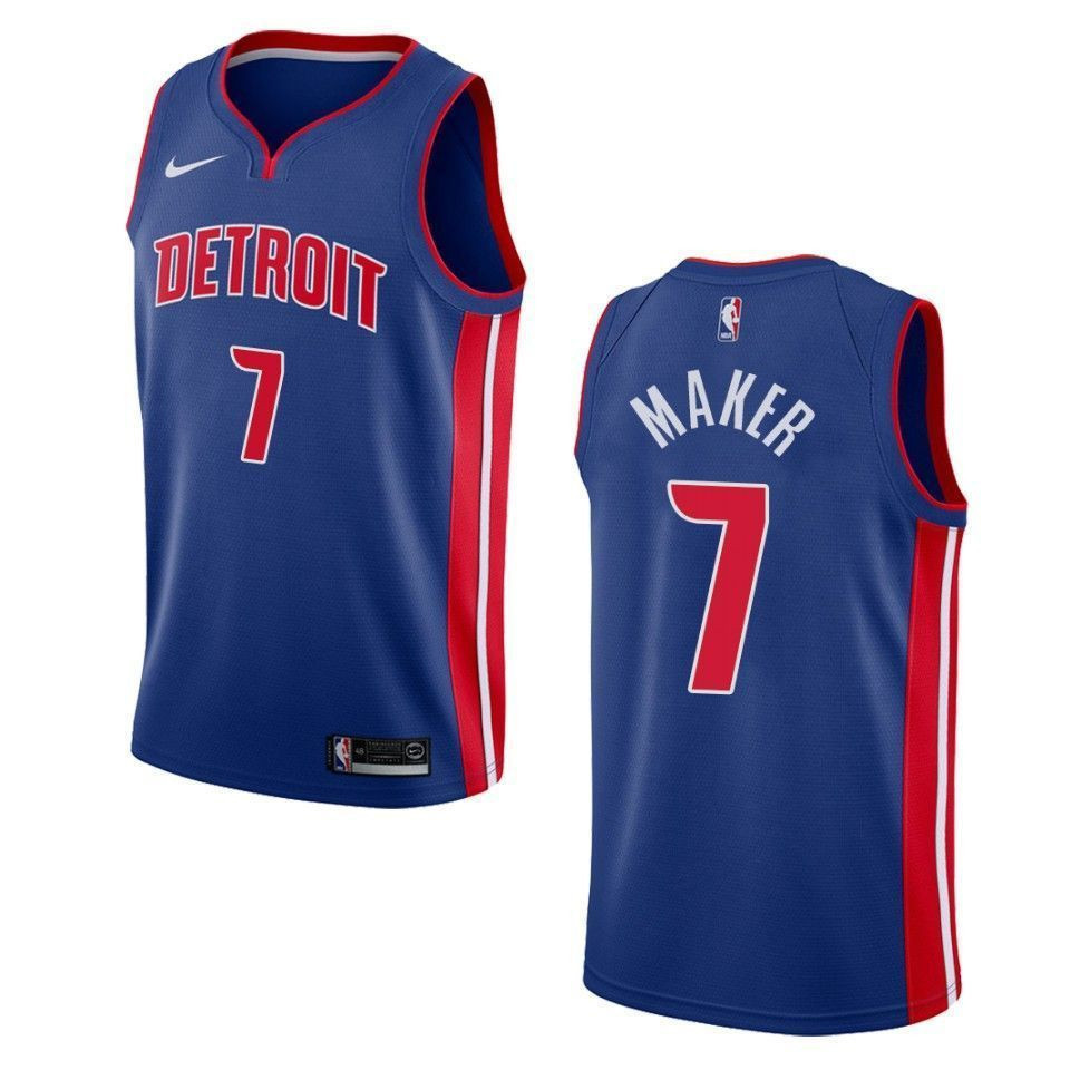 Men's Detroit Pistons 7 Thon Maker Icon Swingman Basketball Jersey - Blue - JS406 