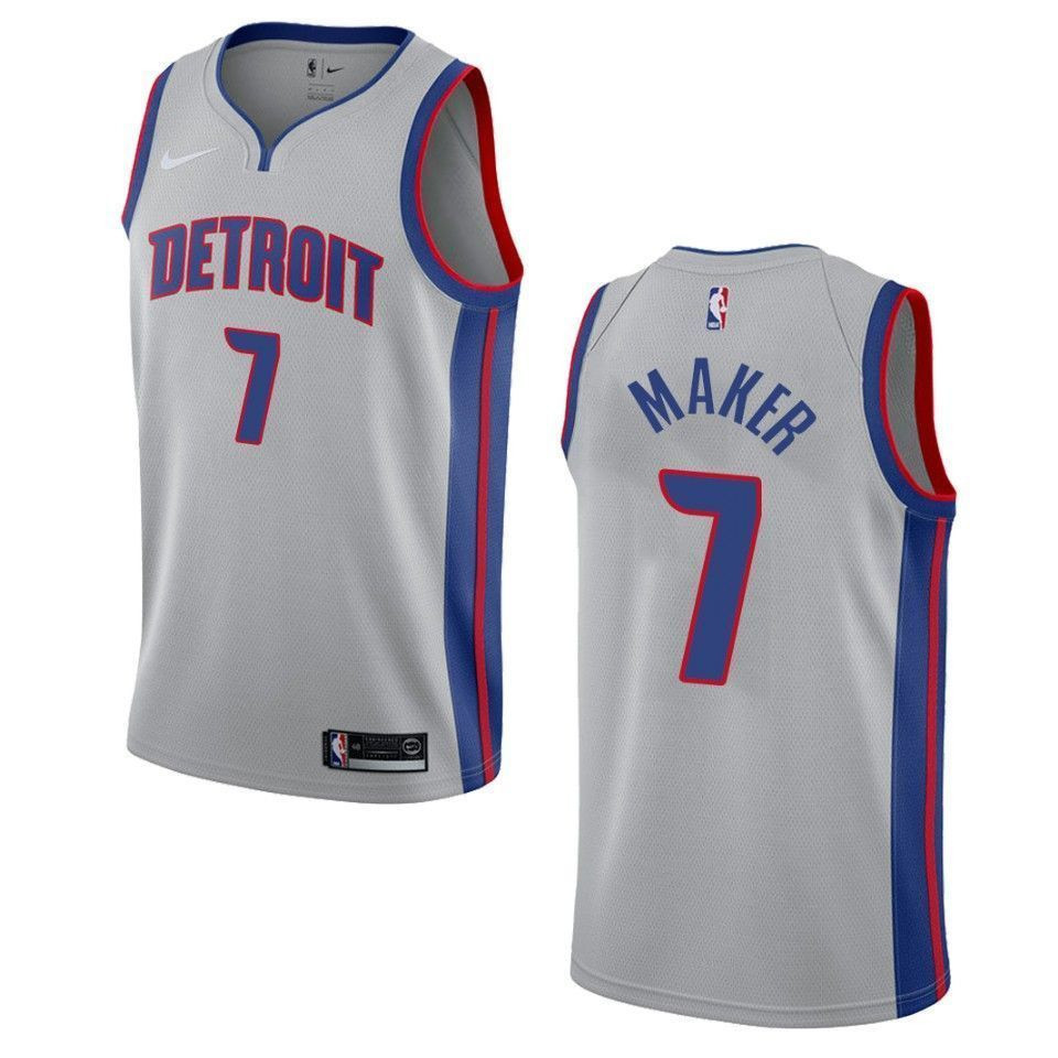 Men's Detroit Pistons 7 Thon Maker Statement Swingman Basketball Jersey - Gray - JS349 