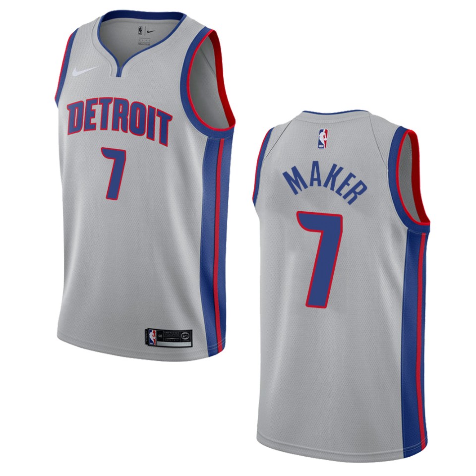 Men's Detroit Pistons #7 Thon Maker Statement Swingman Basketball Jersey - Gray
