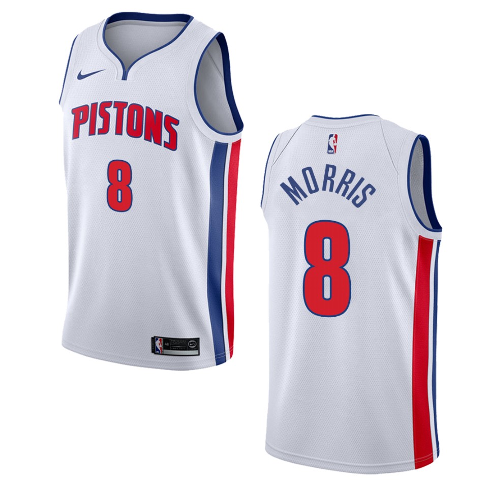 Men's Detroit Pistons #8 Markieff Morris Association Swingman Basketball Jersey - White