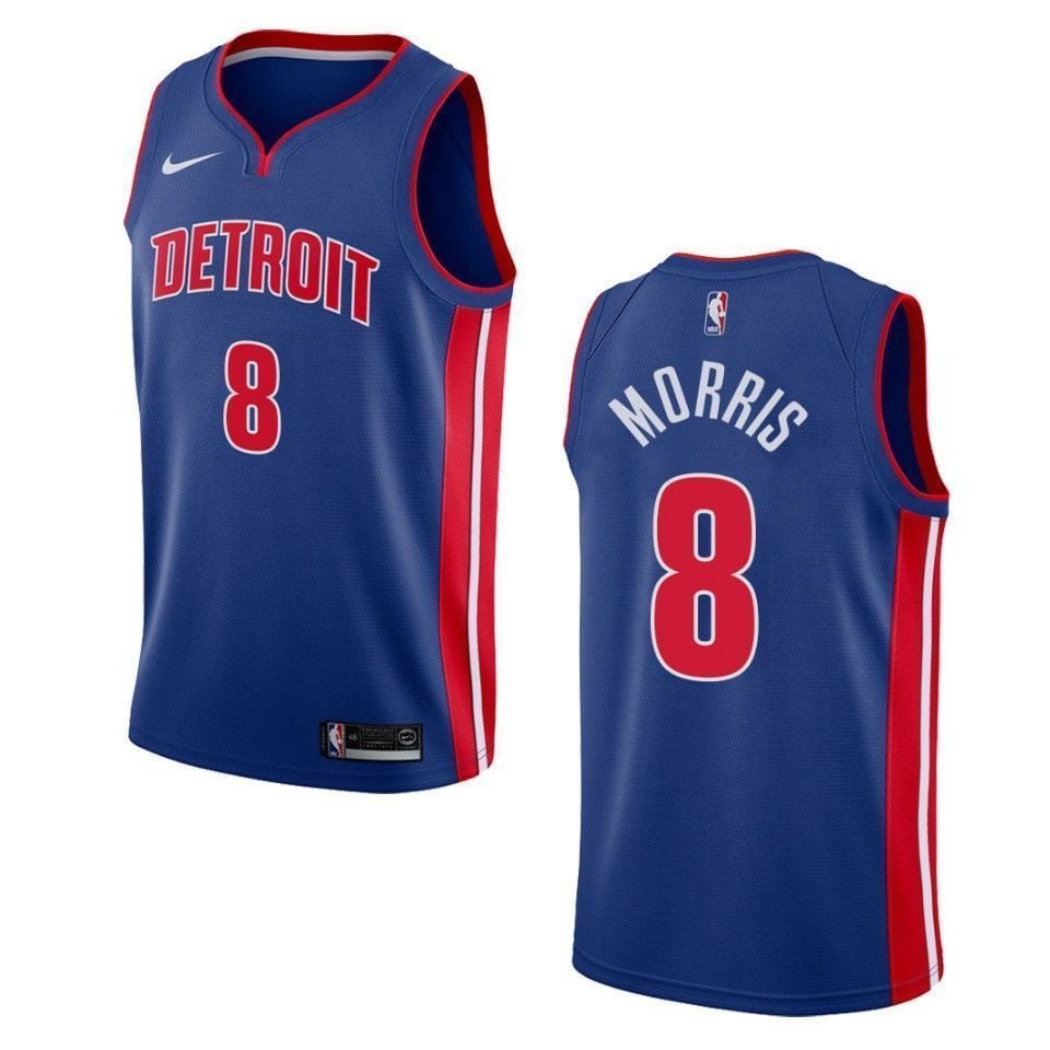 Men's Detroit Pistons 8 Markieff Morris Icon Swingman Basketball Jersey - Blue - JS981 