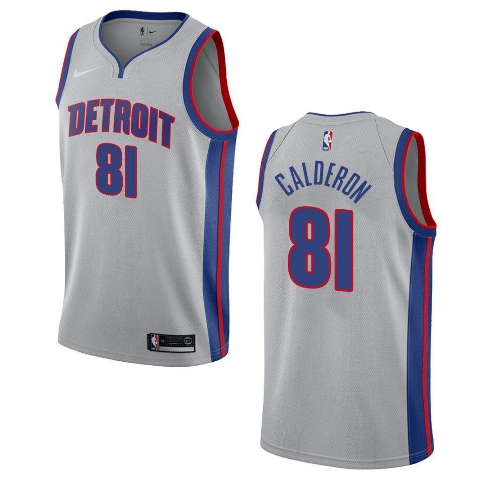 Men's Detroit Pistons 81 Jose Calderon Statement Swingman Basketball Jersey - Gray - JS283 