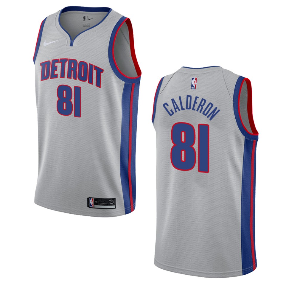 Men's Detroit Pistons #81 Jose Calderon Statement Swingman Basketball Jersey - Gray