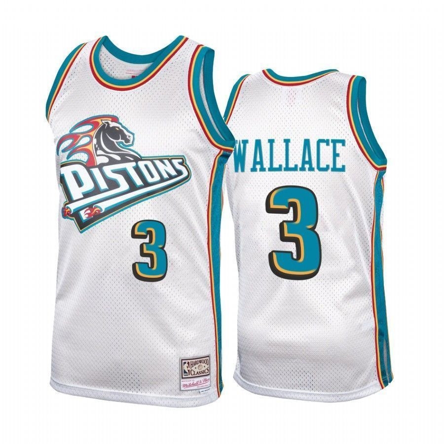 Men's Detroit Pistons Ben Wallace 3 Platinum Hardwood Classics Basketball Jersey - JS837 