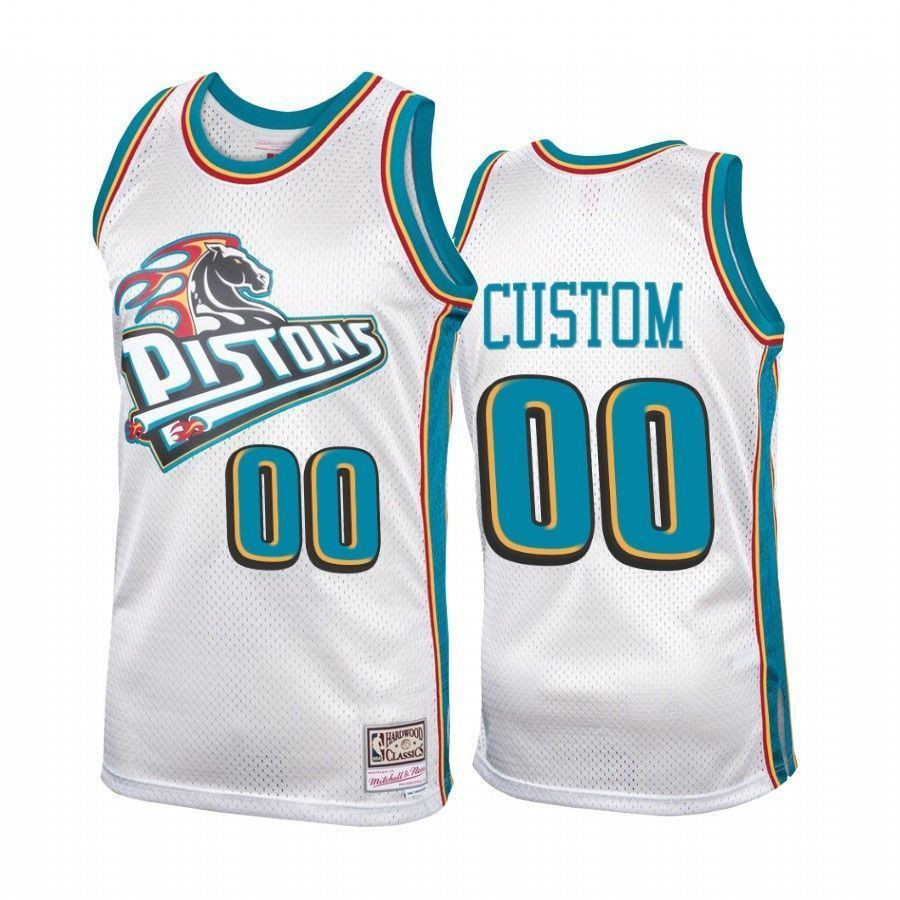 Men's Detroit Pistons Custom 00 Platinum Hardwood Classics Basketball Jersey - JS745 