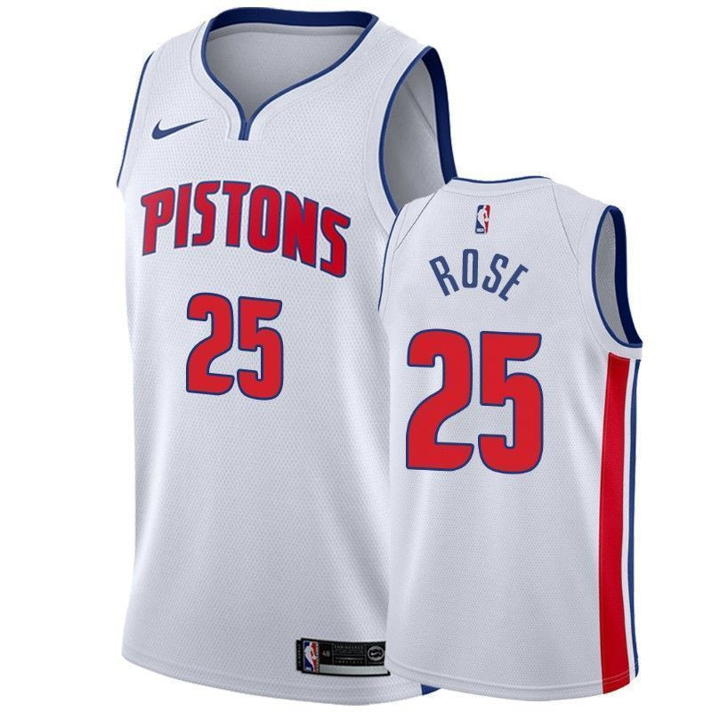 Men's Detroit Pistons Derrick Rose 25 Association Basketball Jersey - JS399 