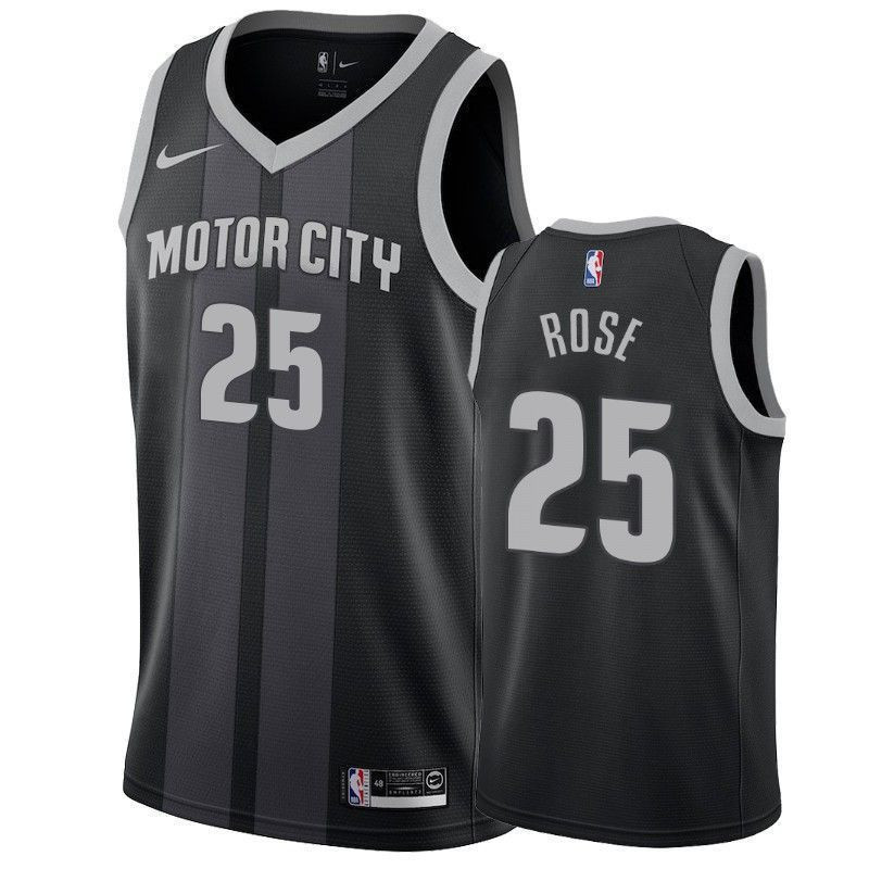 Men's Detroit Pistons Derrick Rose 25 City Men's Basketball Jersey - JS956 