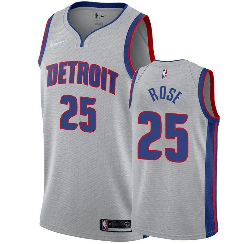 Men's Detroit Pistons Derrick Rose 25 Statet Jersey - JS331 