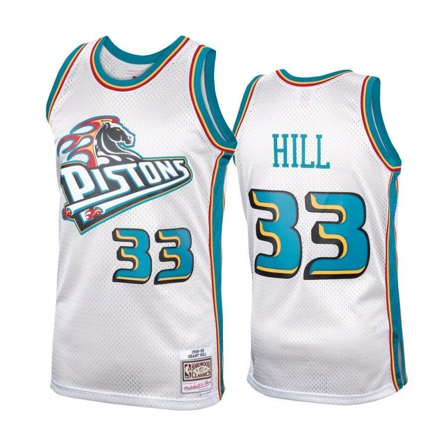Men's Detroit Pistons Grant Hill Platinum Hardwood Classics Jersey 33 - JS179 