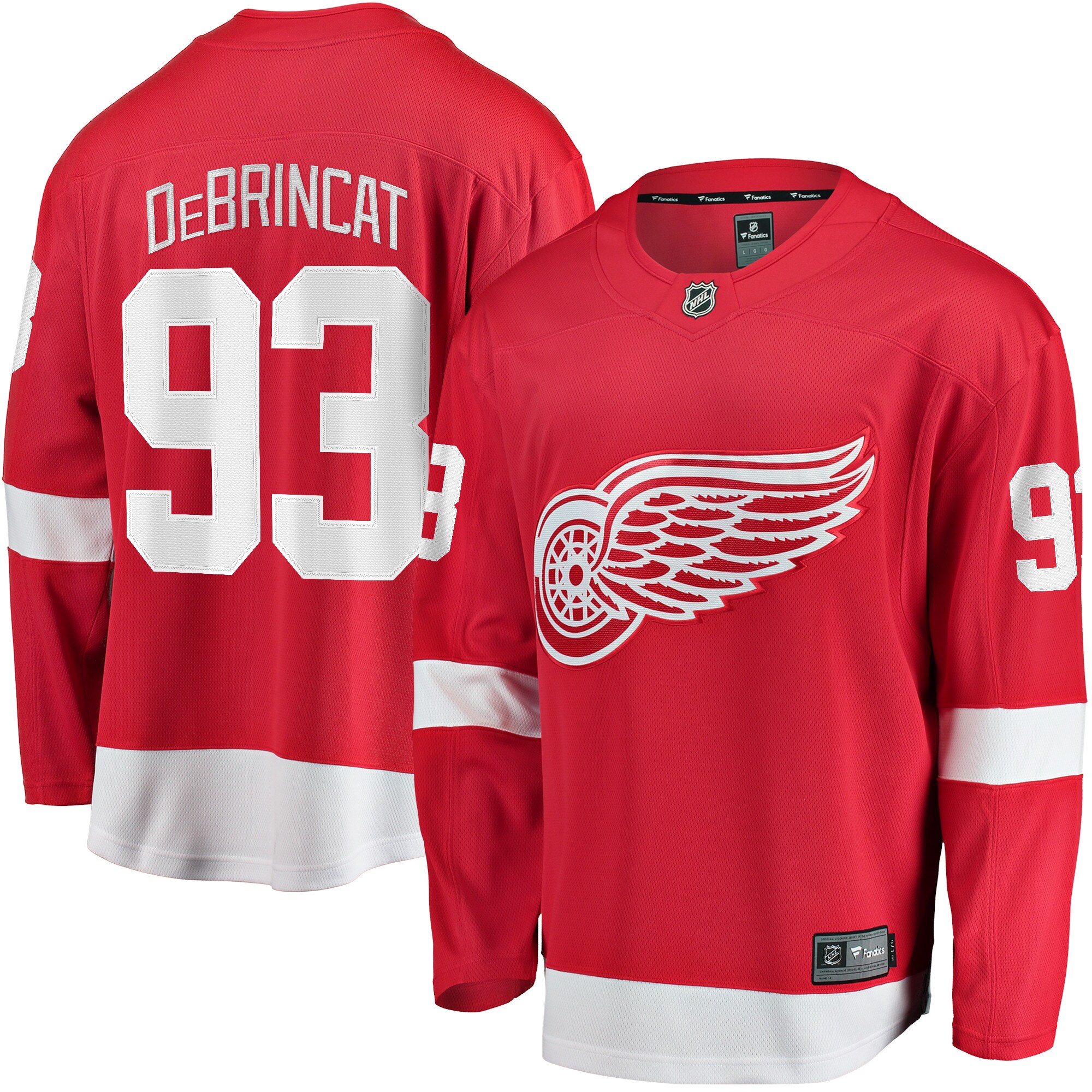 Men's Detroit Red Wings Alex DeBrincat Red Home Premier Breakaway Player Hockey Jersey - JS528 