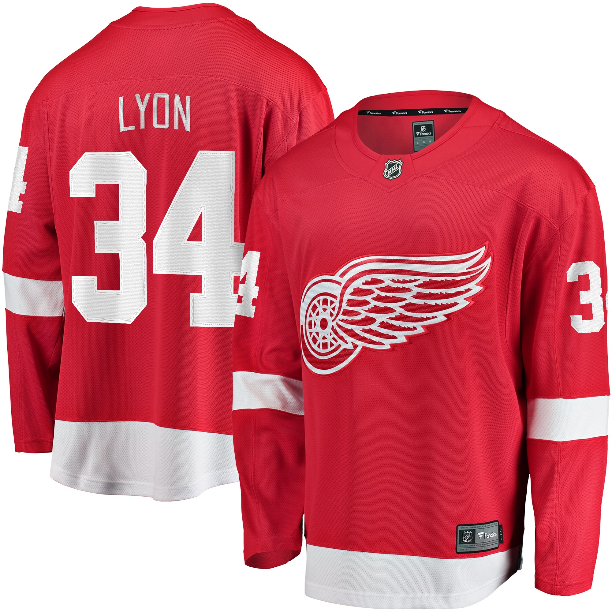 Men's Detroit Red Wings Alex Lyon Red Home Breakaway Hockey Jersey - JS133 