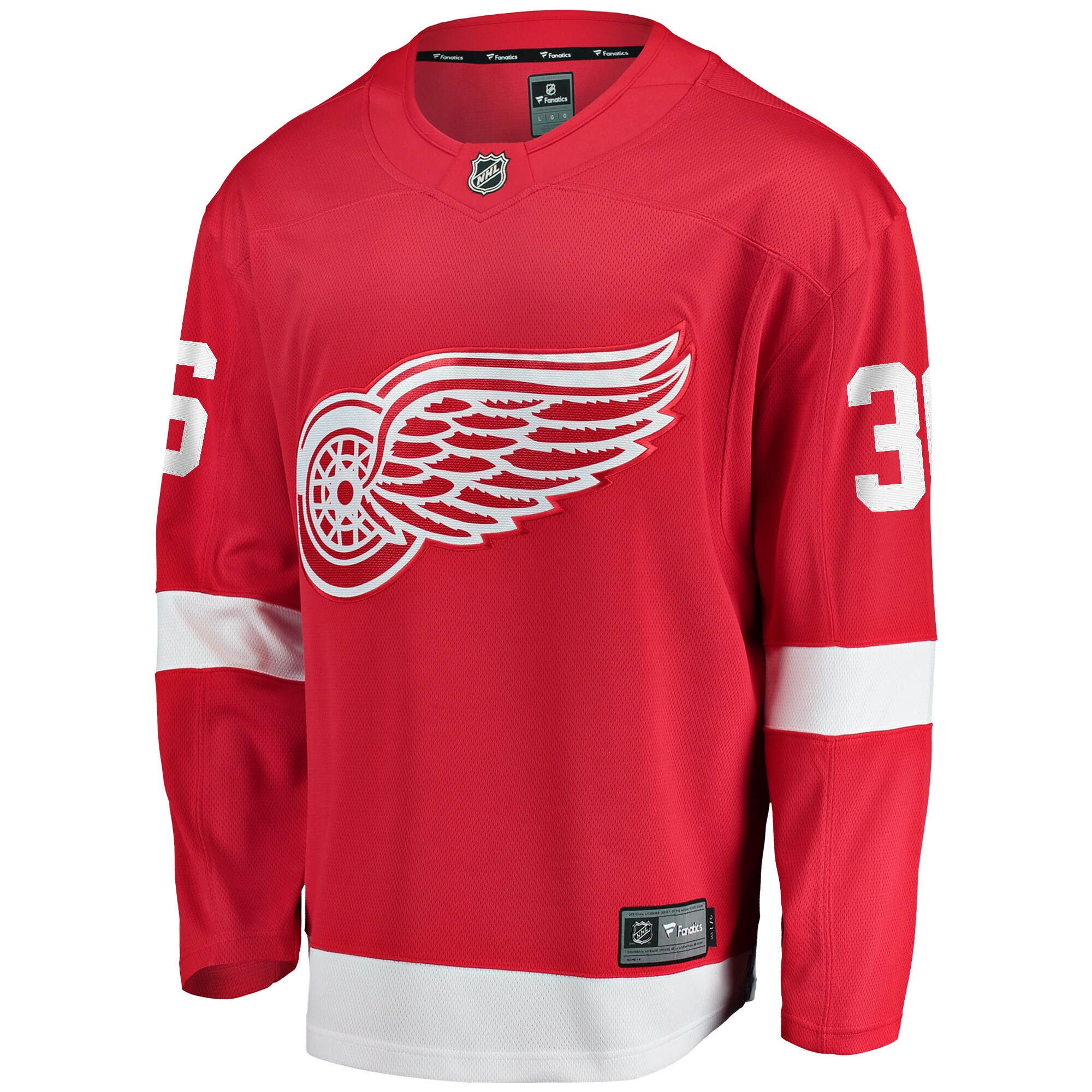 Alternative view of Men's Detroit Red Wings Christian Fischer Red Home Breakaway Hockey Jersey - JS752 