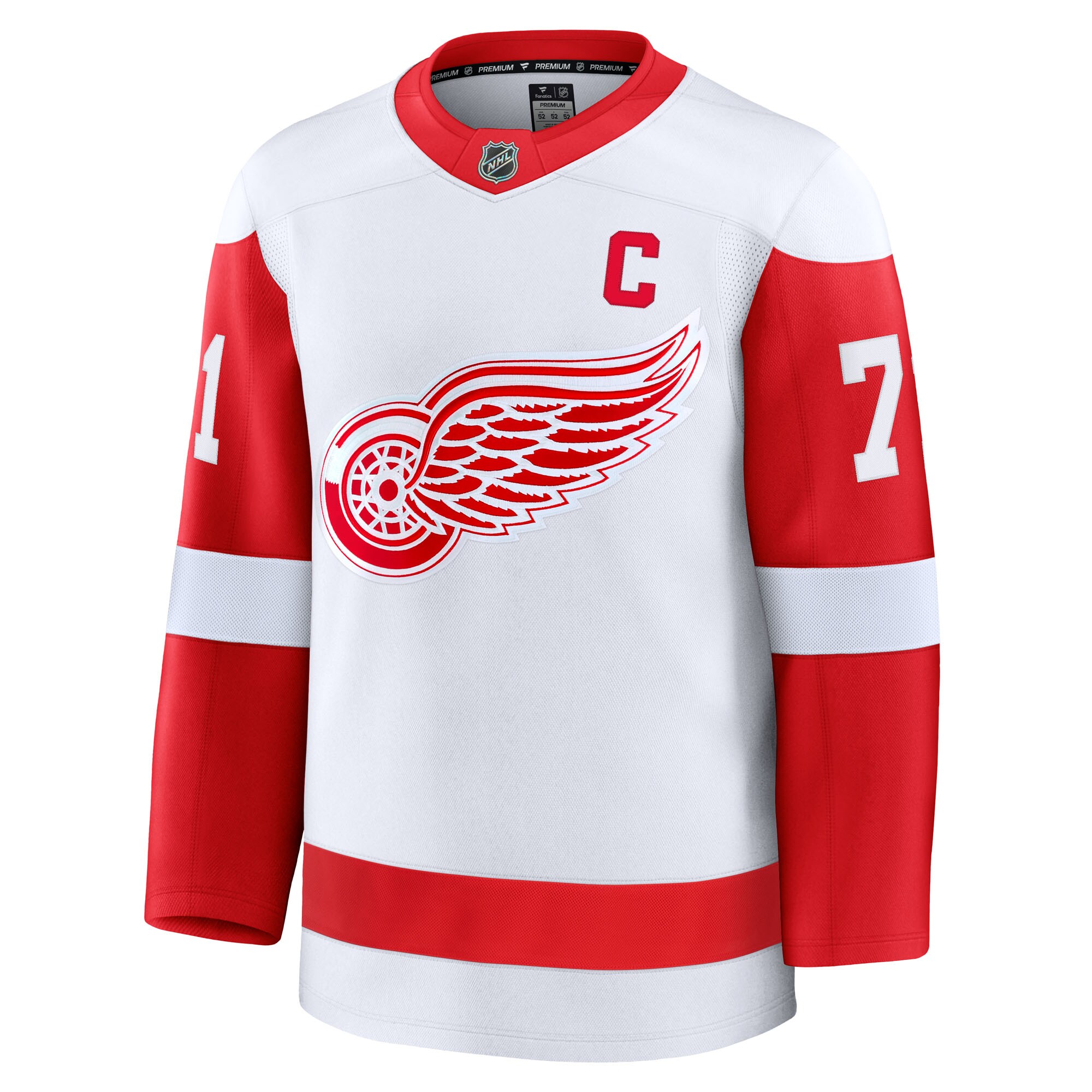 Alternative view of Men's Detroit Red Wings Dylan Larkin White Away Premium Hockey Jersey - JS891 