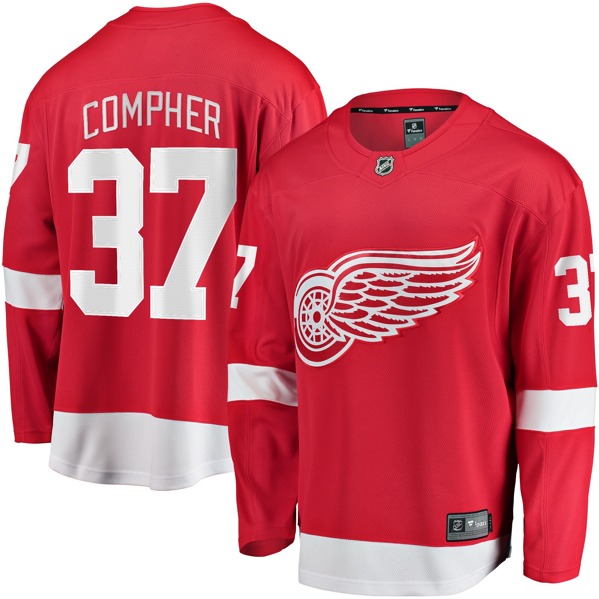 Men's Detroit Red Wings J.T. Compher Red Home Breakaway Hockey Jersey - JS852 