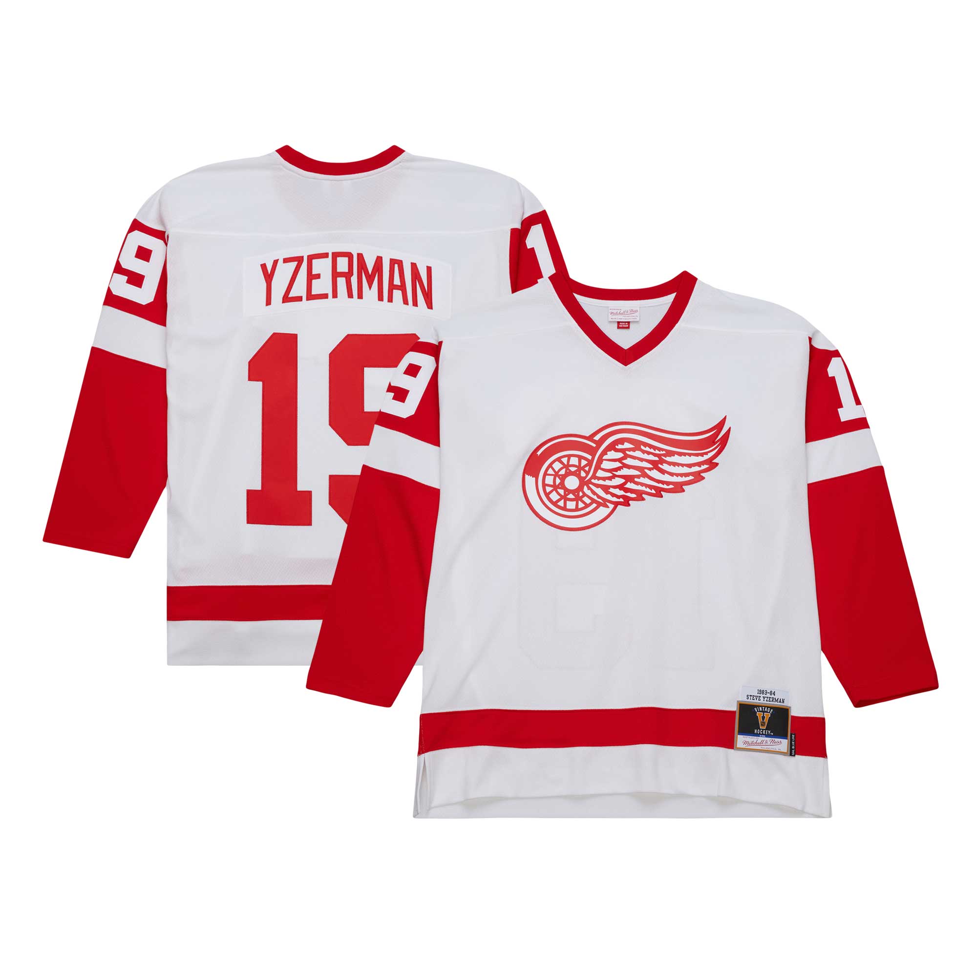 Men's Detroit Red Wings Steve Yzerman Mitchell & Ness White 1983/84 Blue Line Player Hockey Jersey - JS176 