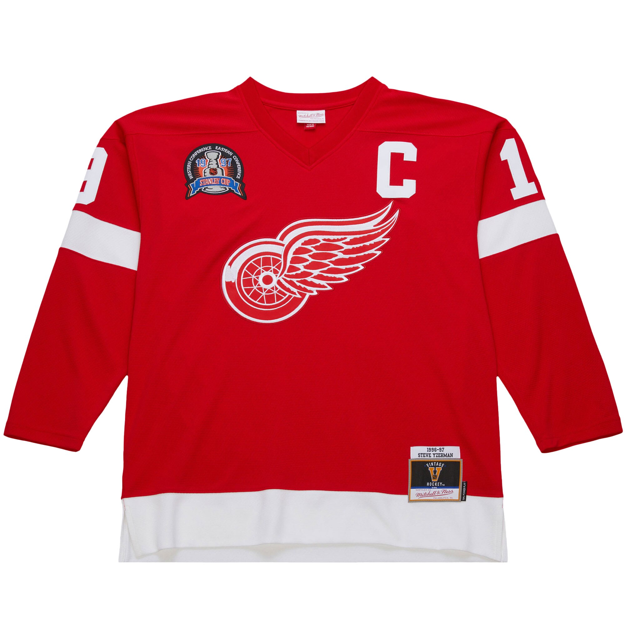 Alternative view of Men's Detroit Red Wings Steve Yzerman Scarlet 1996-97 Power Play Hockey Jersey - JS532 