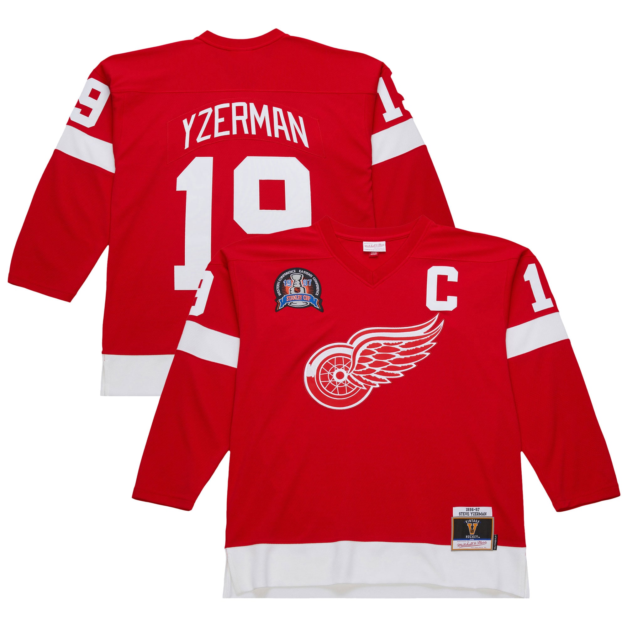 Men's Detroit Red Wings Steve Yzerman Scarlet 1996-97 Power Play Hockey Jersey - JS532 