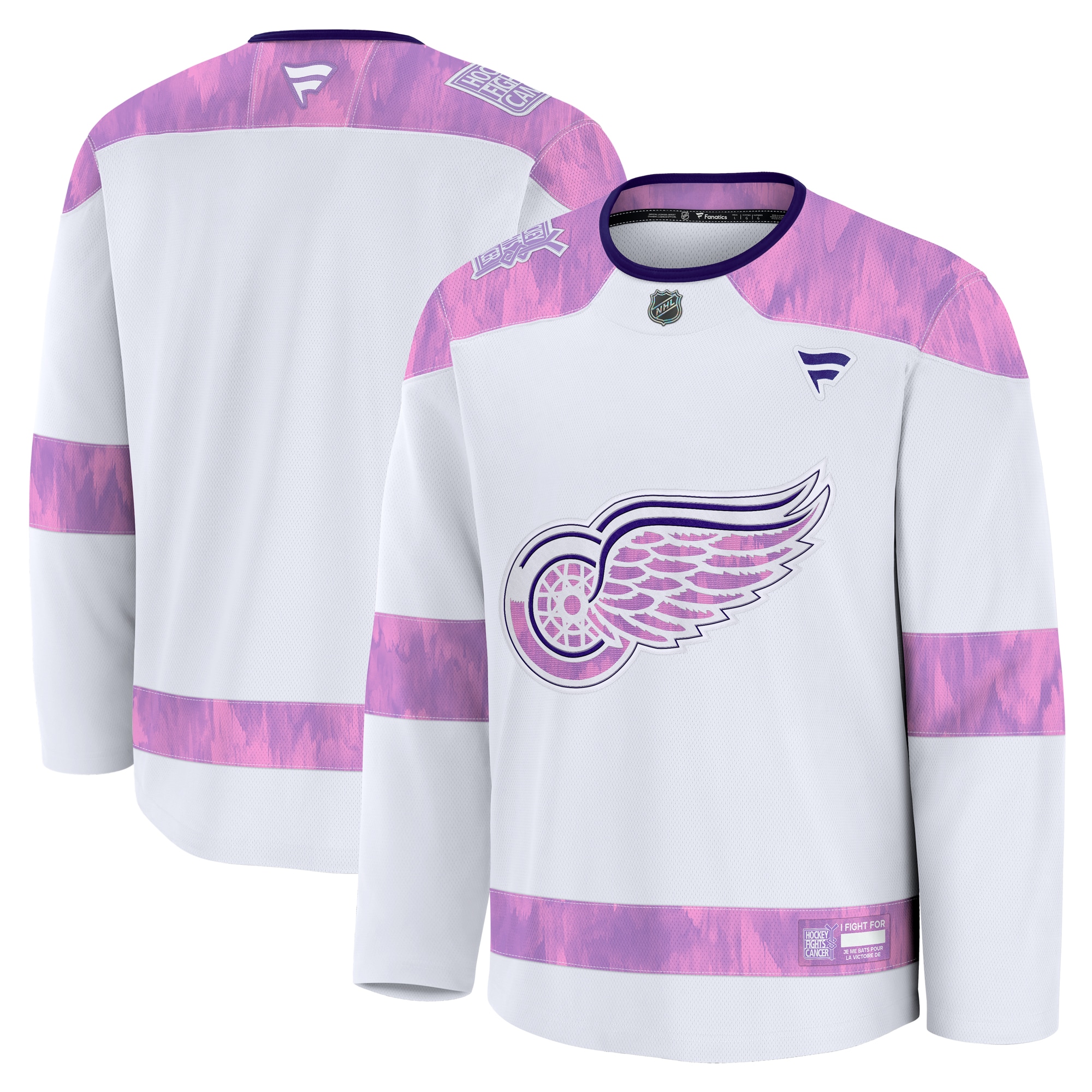Men's Detroit Red Wings White 2024 Hockey Fights Cancer Practice Hockey Jersey - JS282 