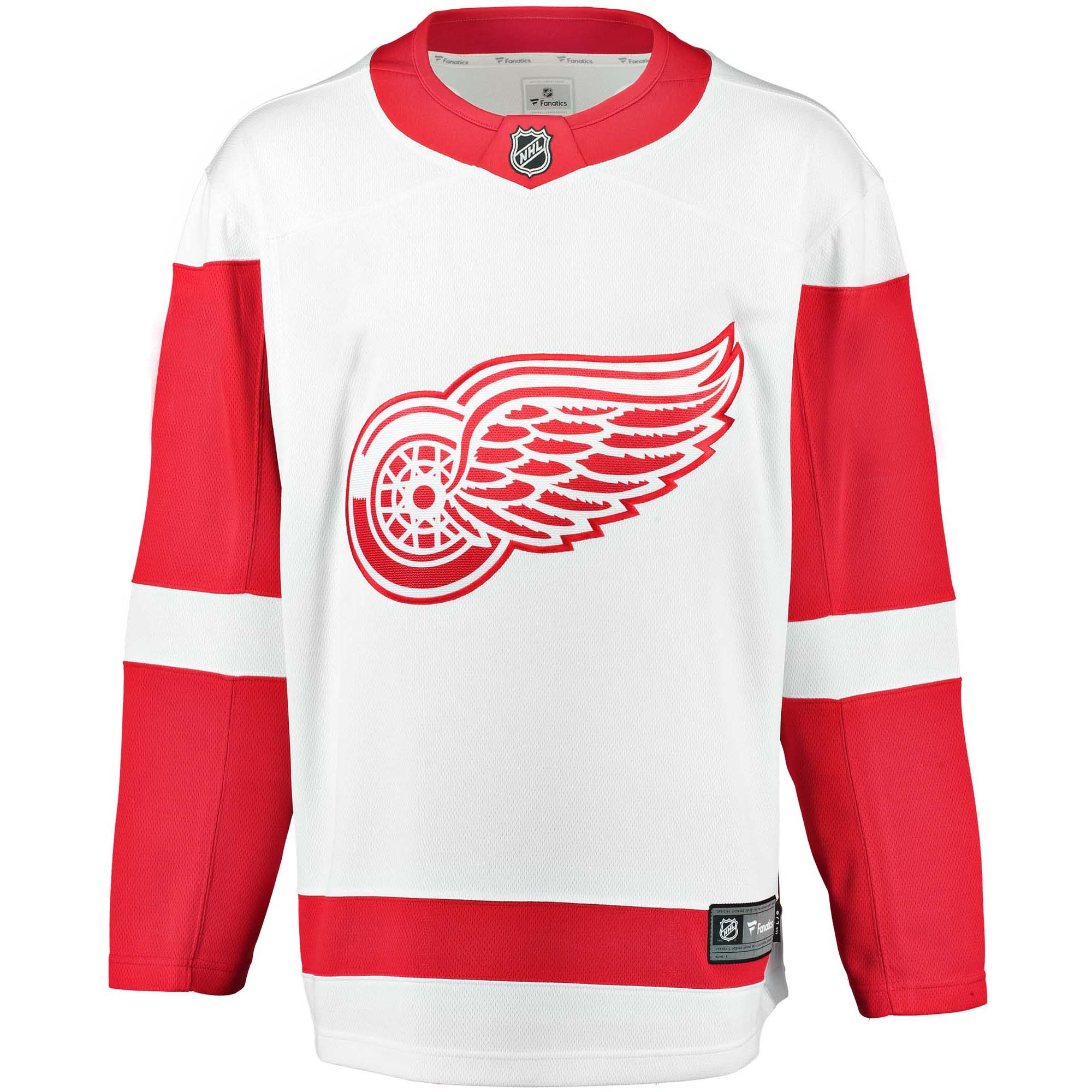 Alternative view of Men's Detroit Red Wings White Breakaway Away Hockey Jersey - JS566 