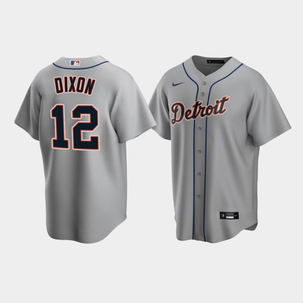 Men's Detroit Tigers 12 Brandon Dixon Gray Road Jersey Jersey