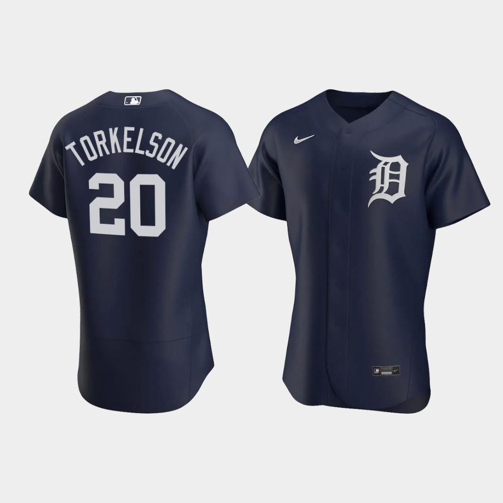 Men's Detroit Tigers 20 Spencer Torkelson Navy Alternate Jersey Jersey