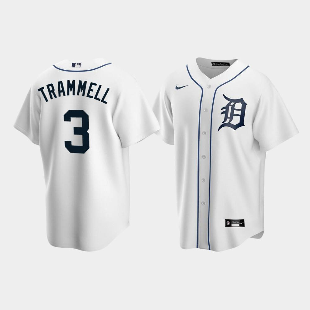 Men's Detroit Tigers 3 Alan Trammell White Home Jersey Jersey