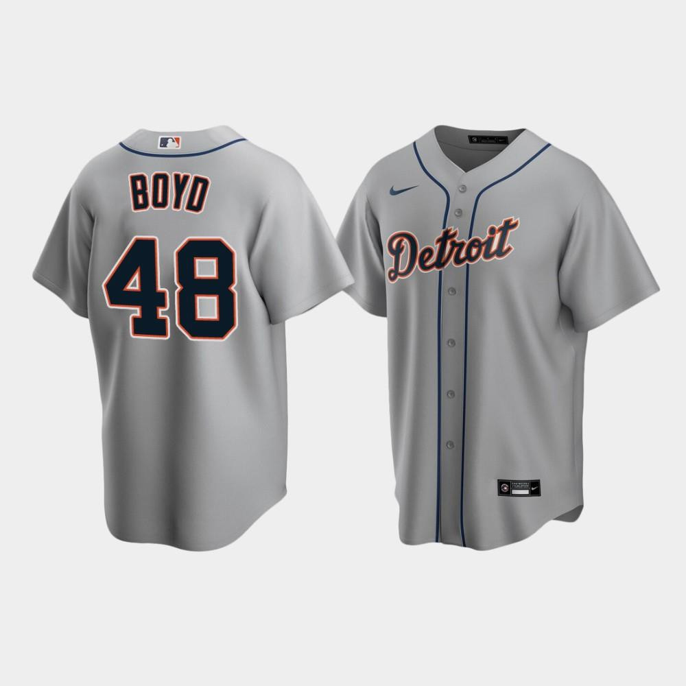 Men's Detroit Tigers 48 Matthew Boyd Gray Road Jersey Jersey