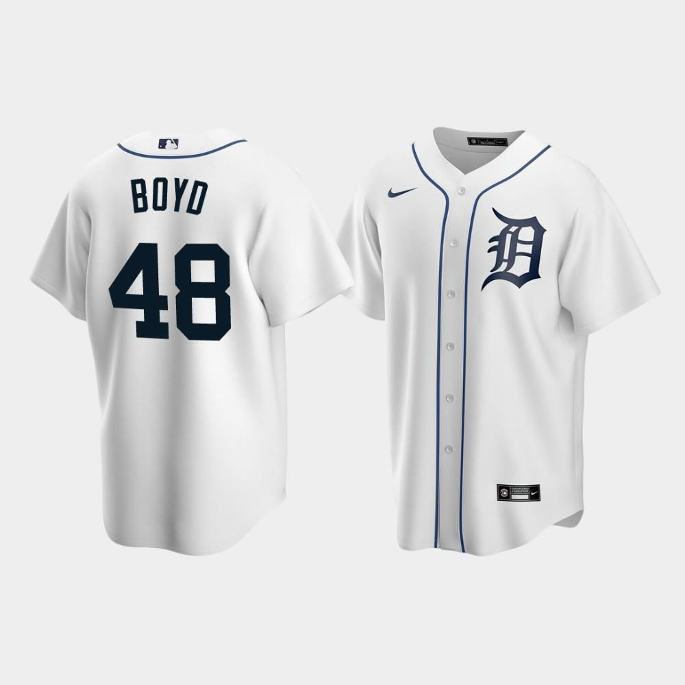 Men's Detroit Tigers 48 Matthew Boyd White Home Jersey Jersey
