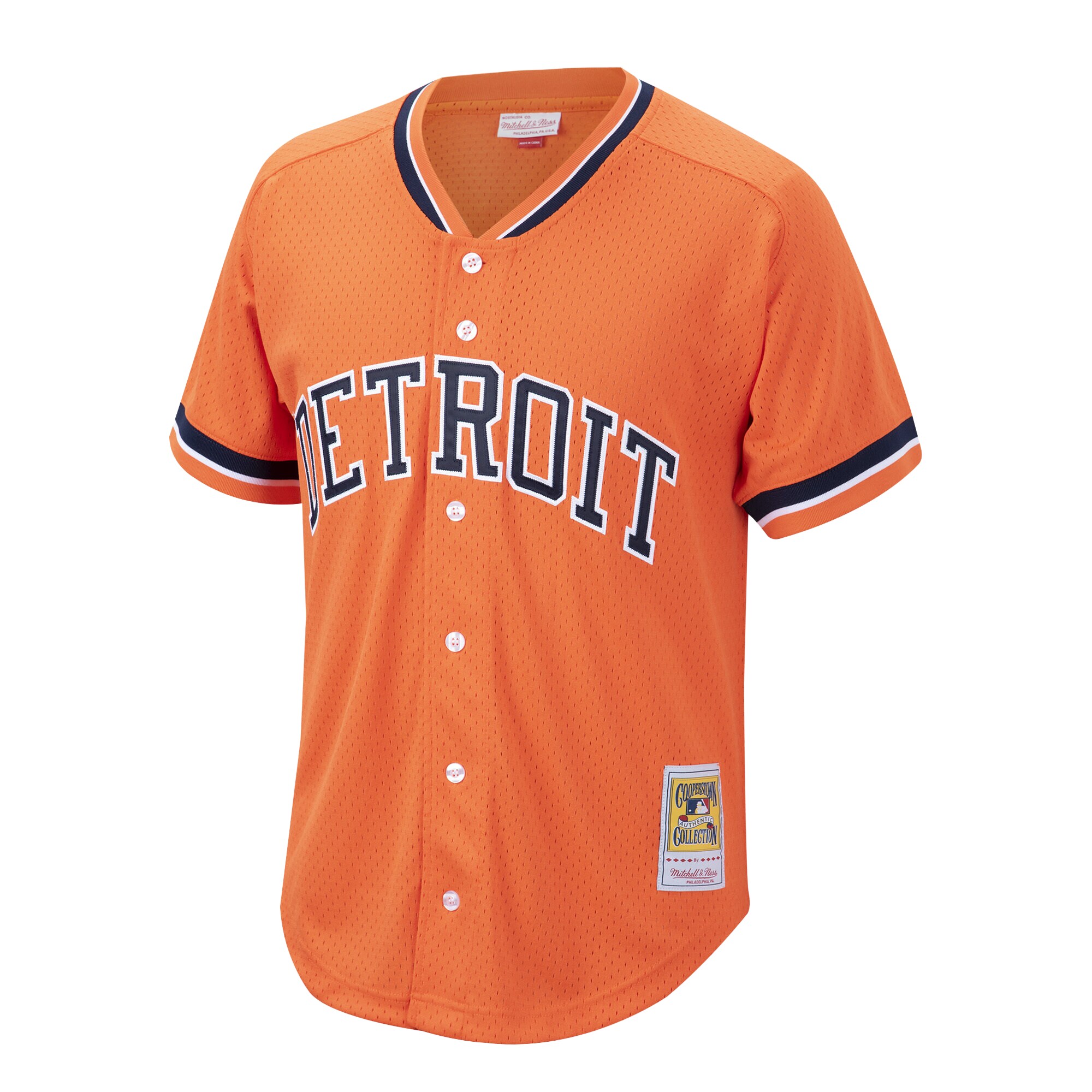 Alternative view of Men's Detroit Tigers Kirk Gibson Mitchell & Ness Orange Cooperstown Collection Mesh Batting Practice Button-Up Baseball Jersey