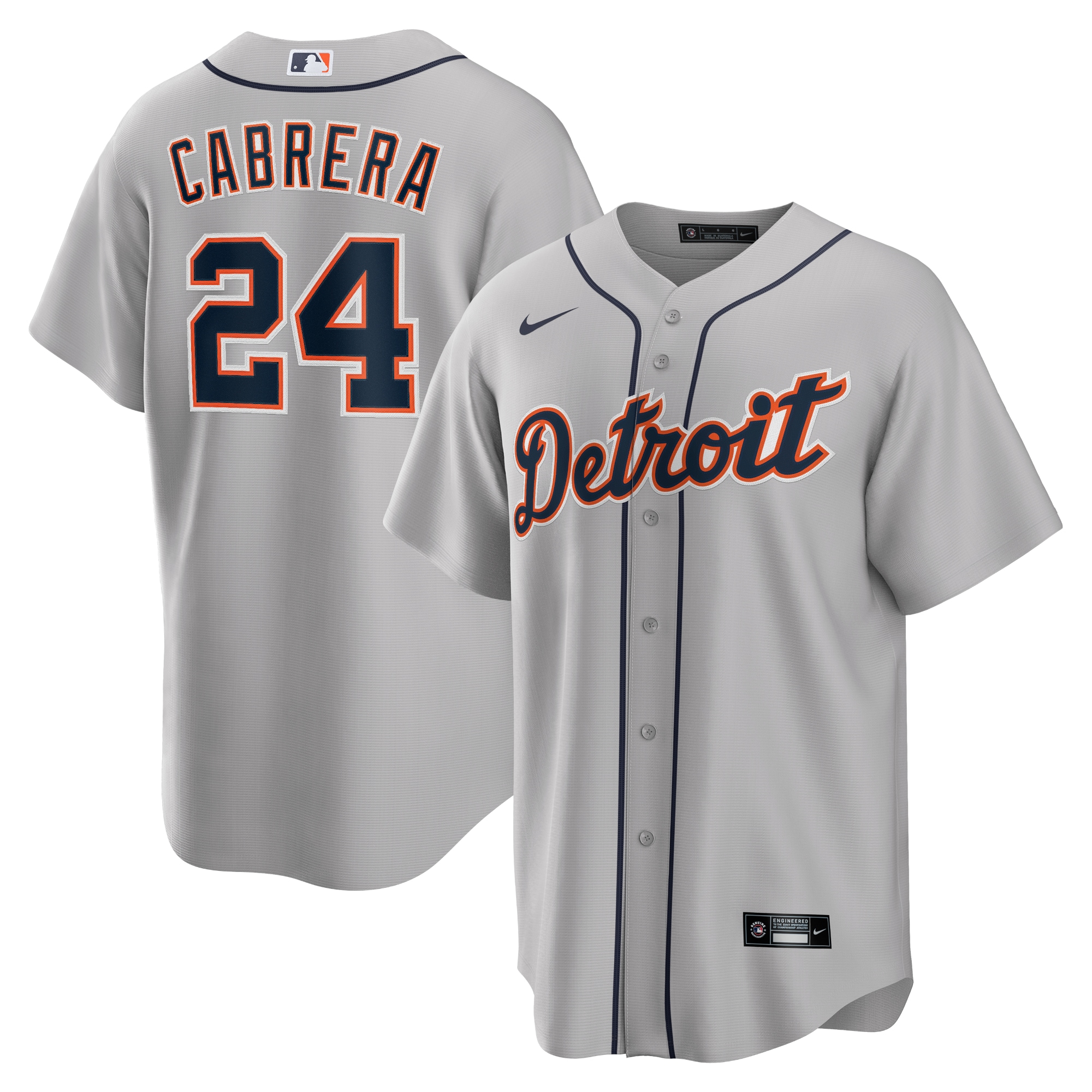 Men's Detroit Tigers Miguel Cabrera Gray Road Player Name Baseball Jersey