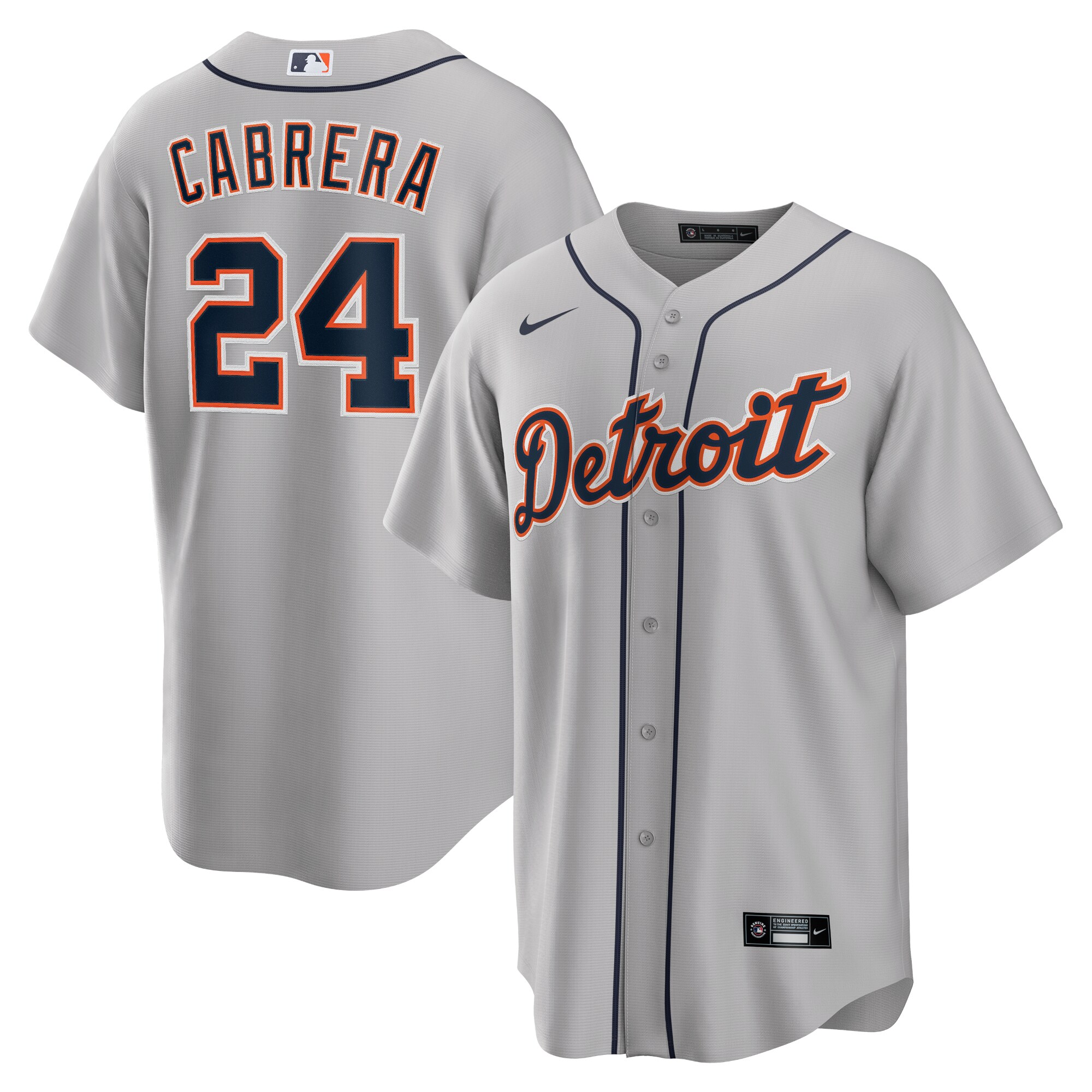 Men's Detroit Tigers Miguel Cabrera Gray Road Player Name Baseball Jersey