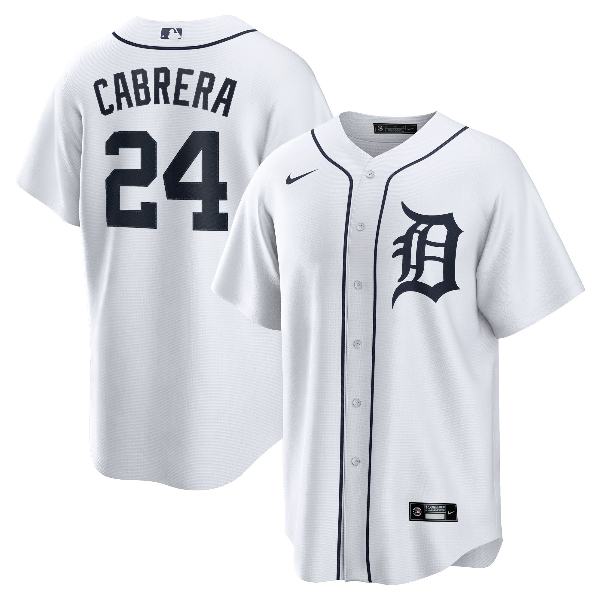Men's Detroit Tigers Miguel Cabrera White Home Player Name Baseball Jersey