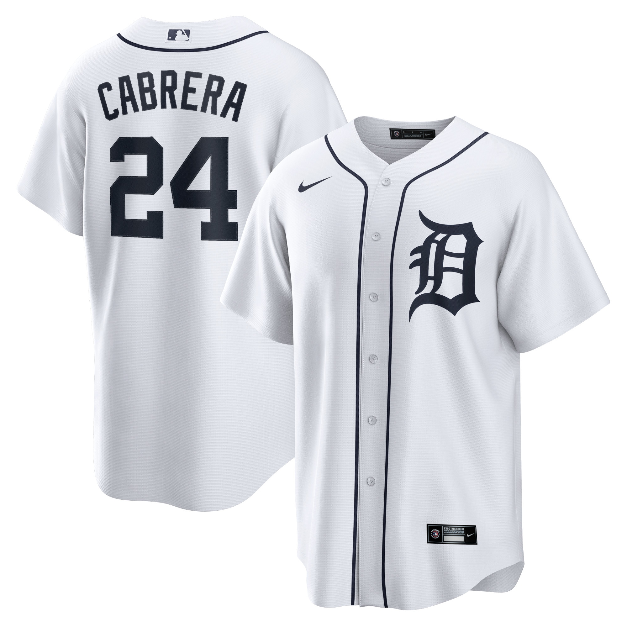 Men's Detroit Tigers Miguel Cabrera White Home Player Name Baseball Jersey