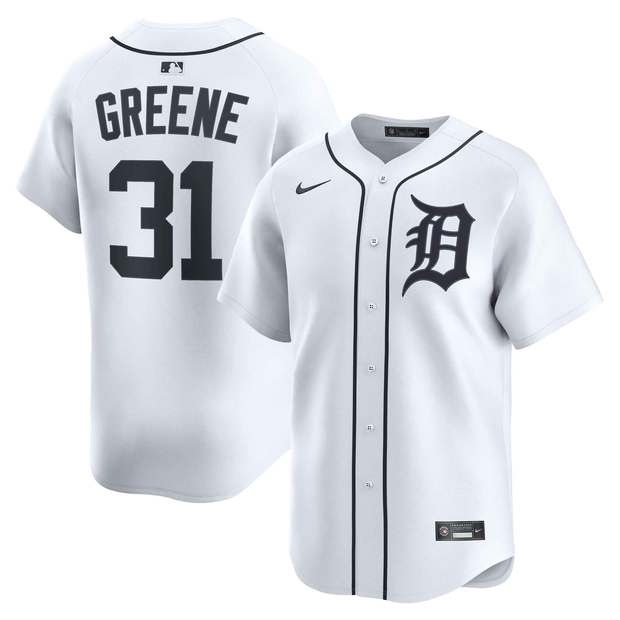 Men's Detroit Tigers Riley Greene White Home Limited Player Baseball Jersey