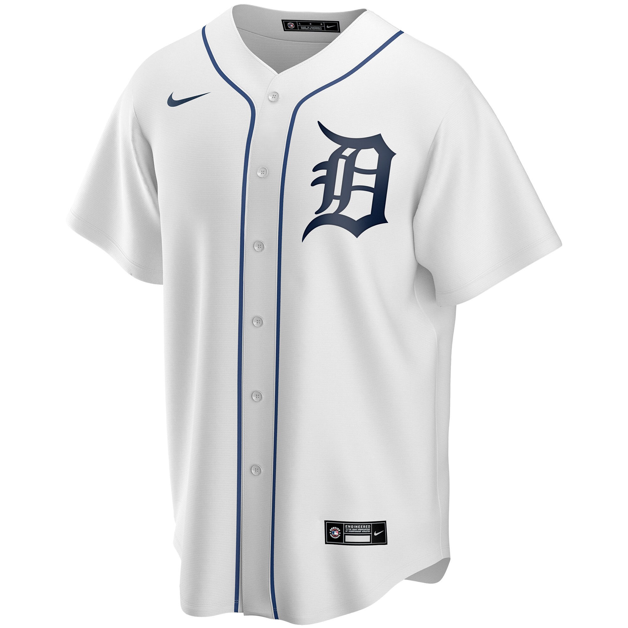 Alternative view of Men's Detroit Tigers White Home Custom Baseball Jersey