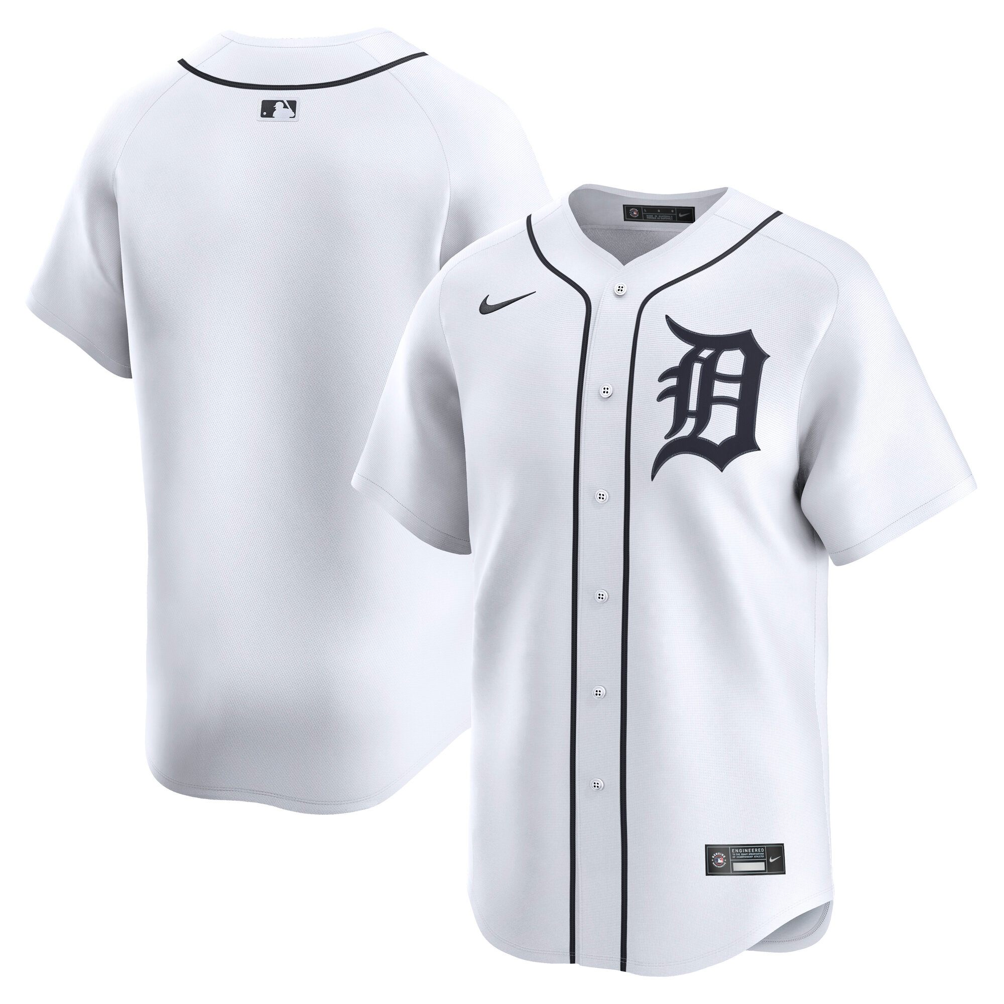 Men's Detroit Tigers White Home Limited Baseball Jersey