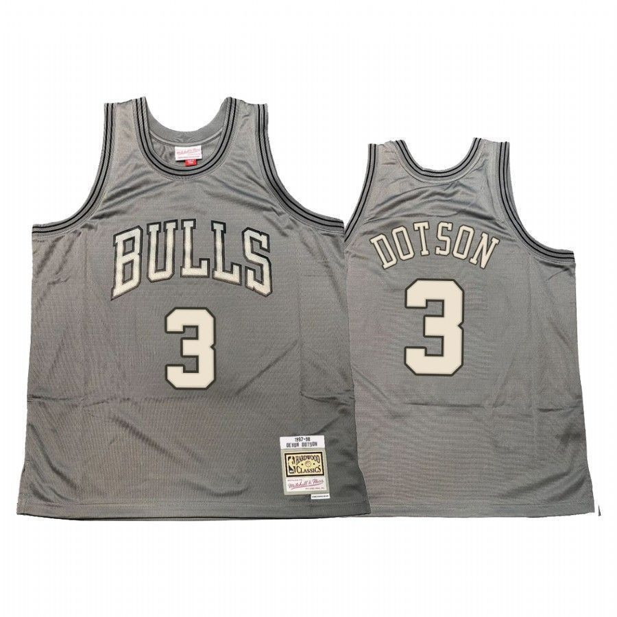Men's Devon Dotson 3 Chicago Bulls Hardwood Classics Basketball Jersey Gray - JS324 