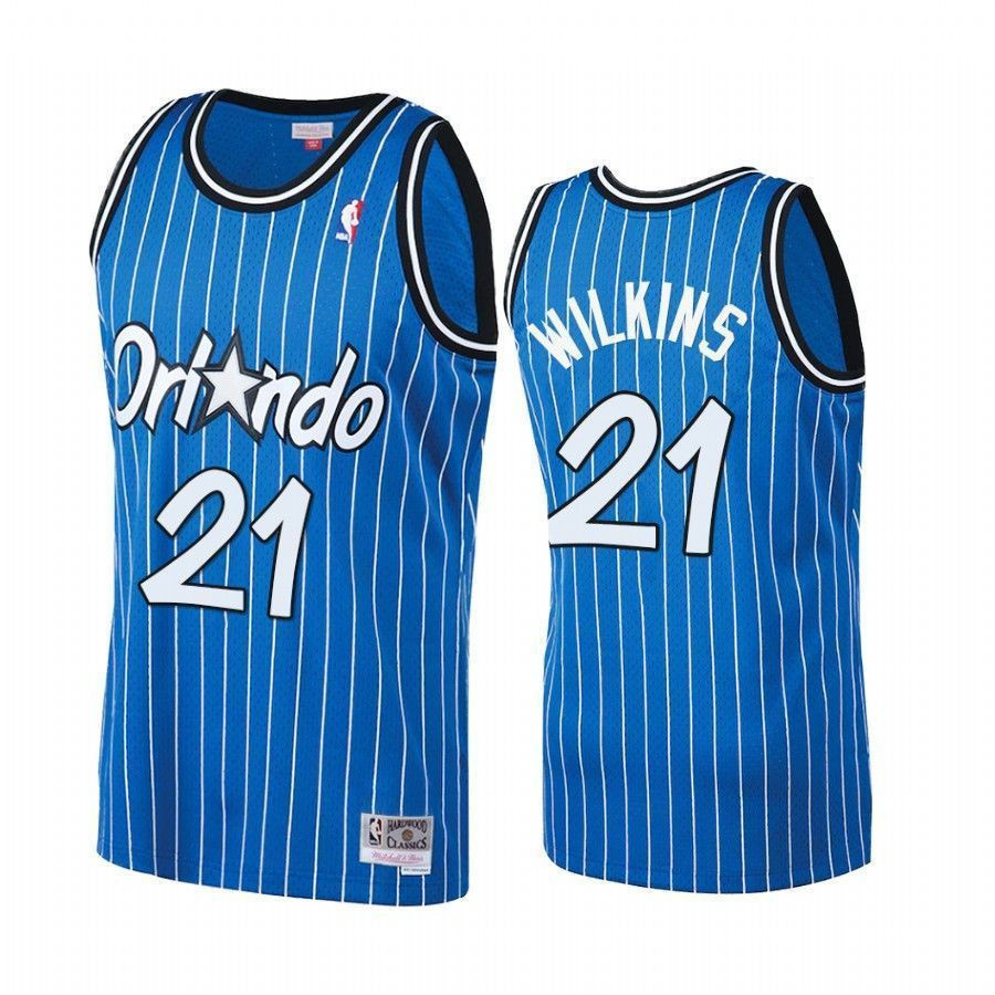 Men's Dominique Wilkins 21 Orlando Magic Royal Hardwood Classics Basketball Jersey - JS429 