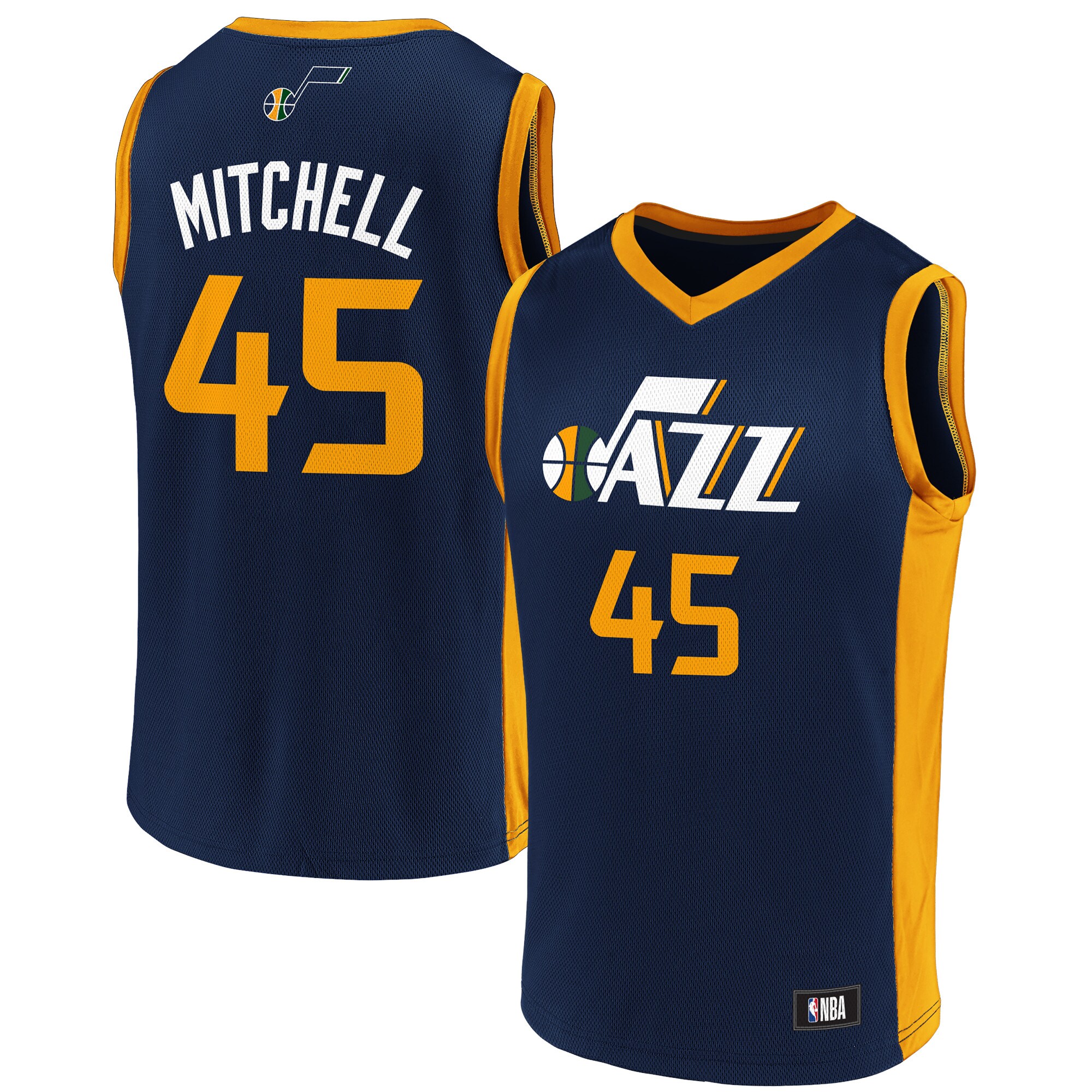 Alternative view of Men's Donovan Mitchell Navy/gold Utah Jazz Replica Basketball Jersey