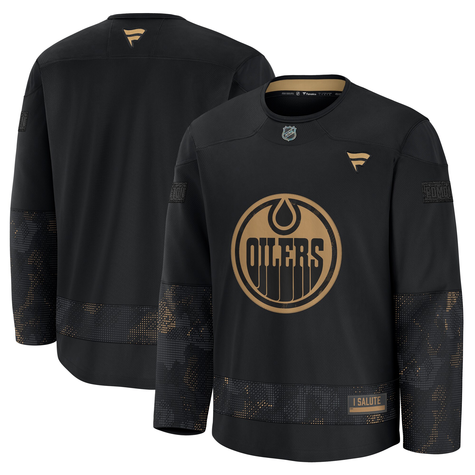 Men's Edmonton Oilers Black 2024 Military Appreciation Practice Hockey Jersey - JS302 