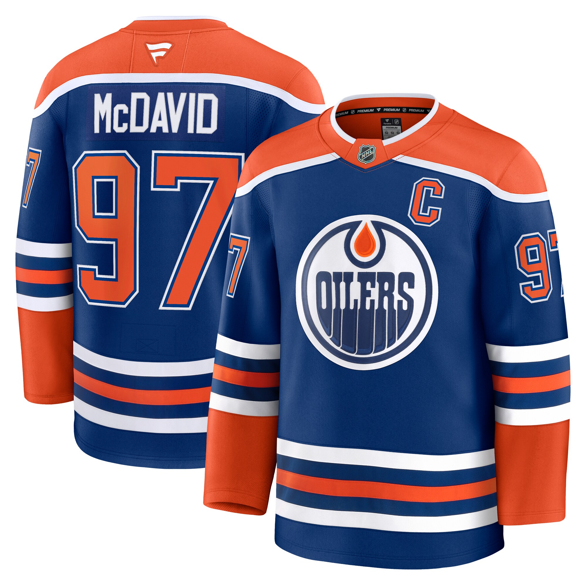 Men's Edmonton Oilers Connor McDavid Royal Home Premium Hockey Jersey - JS330 