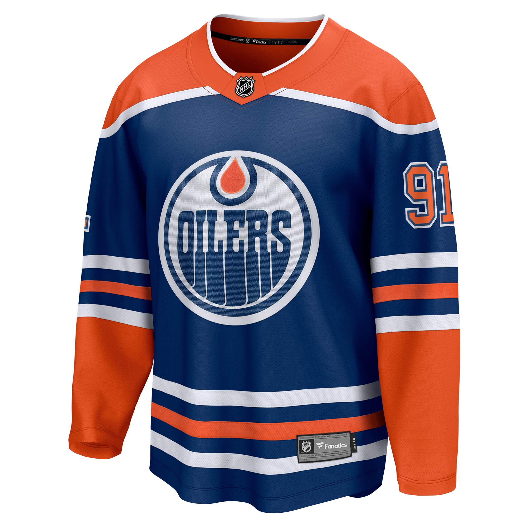 Alternative view of Men's Edmonton Oilers Evander Kane Royal Home Breakaway Player Hockey Jersey - JS166 