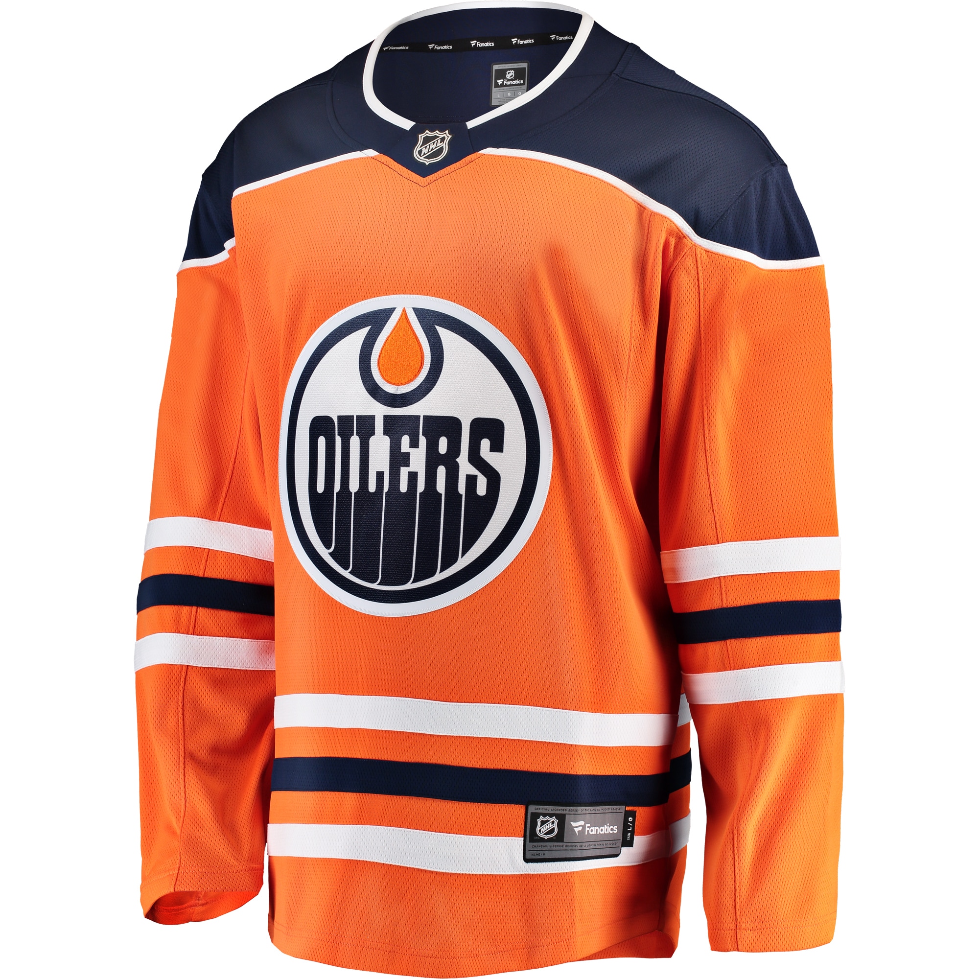 Alternative view of Men's Edmonton Oilers Orange Breakaway Home Hockey Jersey - JS596 