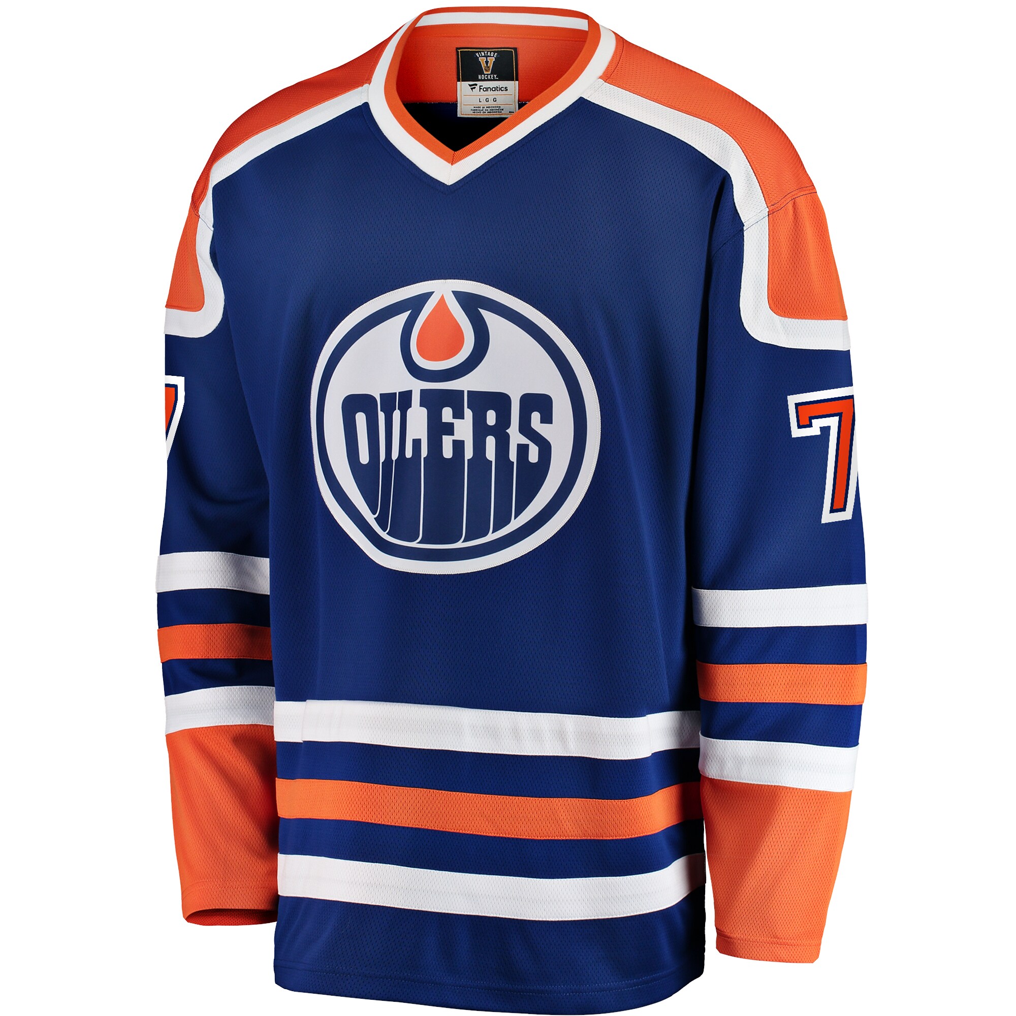 Alternative view of Men's Edmonton Oilers Paul Coffey Blue Premier Breakaway Retired Player Hockey Jersey - JS755 