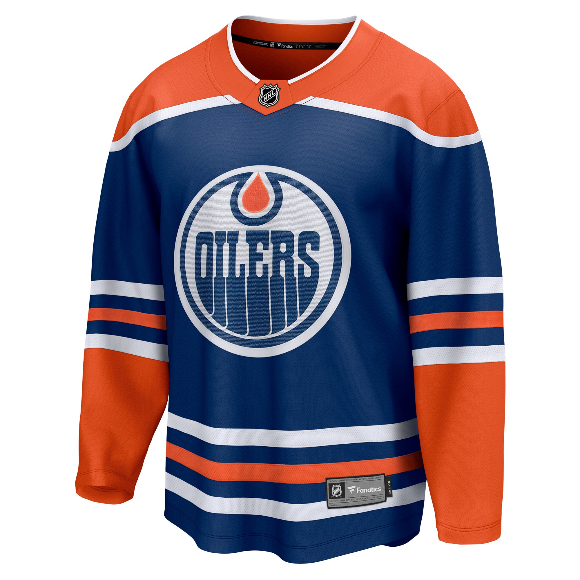 Alternative view of Men's Edmonton Oilers Royal Home Breakaway Blank Hockey Jersey - JS490 