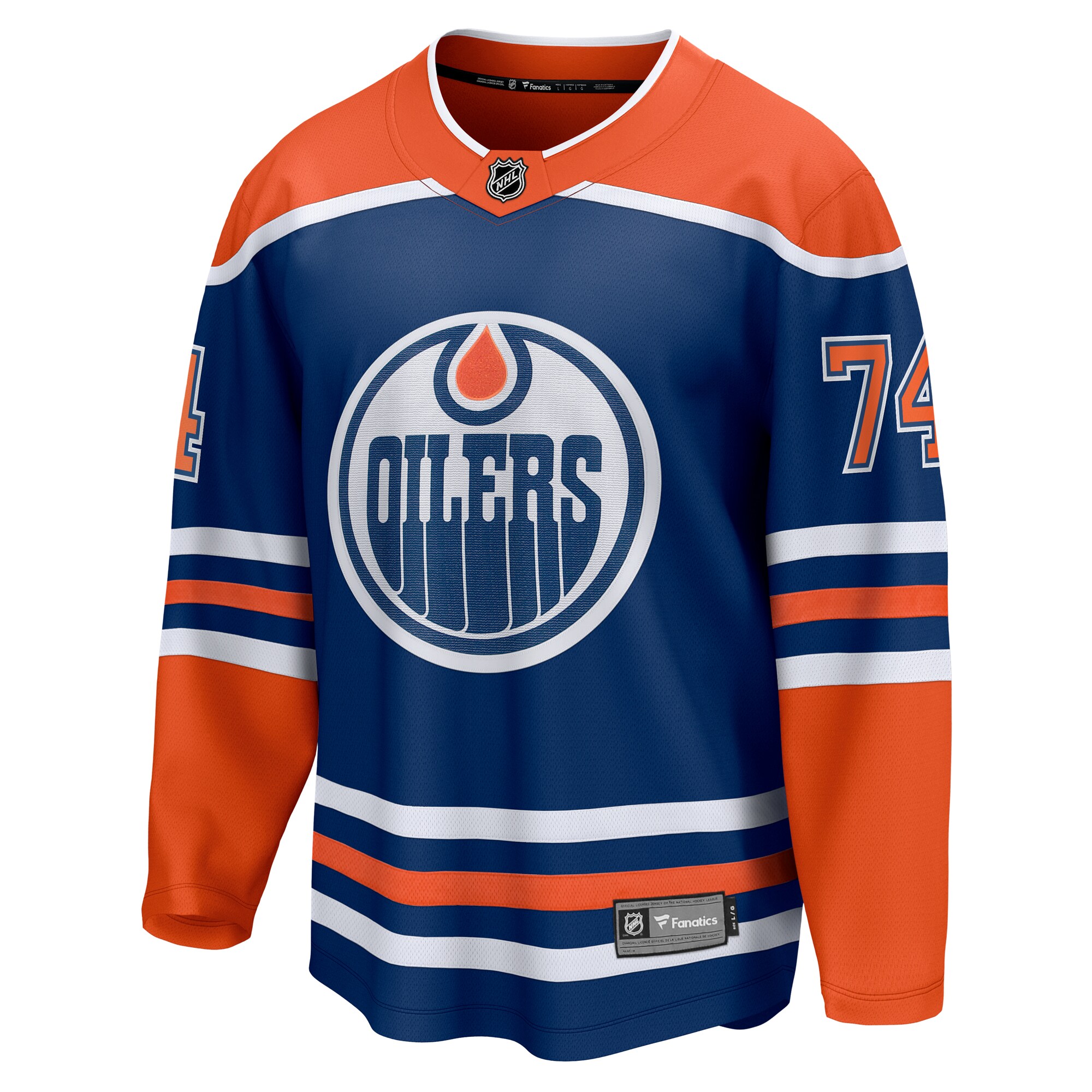 Alternative view of Men's Edmonton Oilers Stuart Skinner Royal Home Breakaway Player Hockey Jersey - JS463 