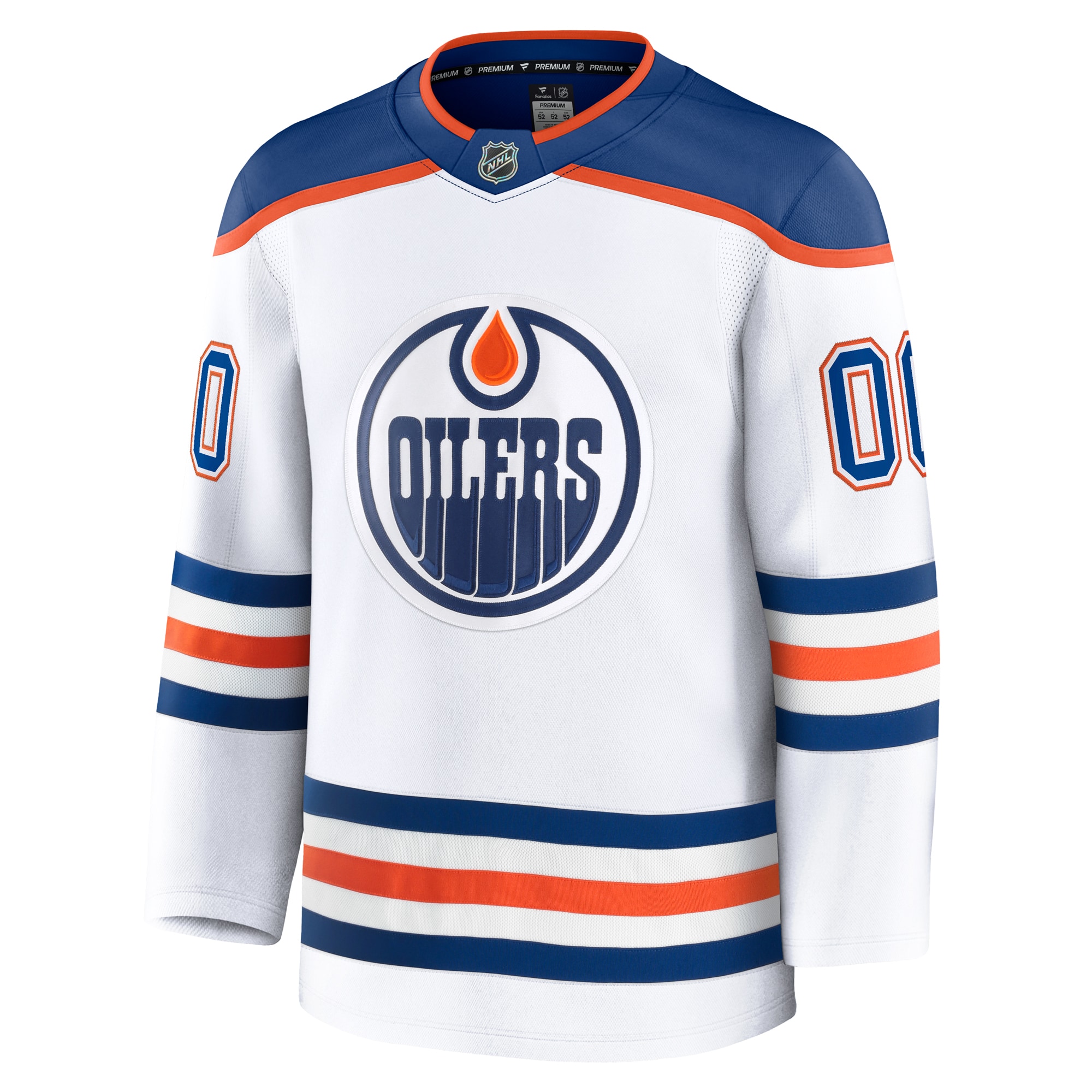 Alternative view of Men's Edmonton Oilers White Away Premium Custom Hockey Jersey - JS530 
