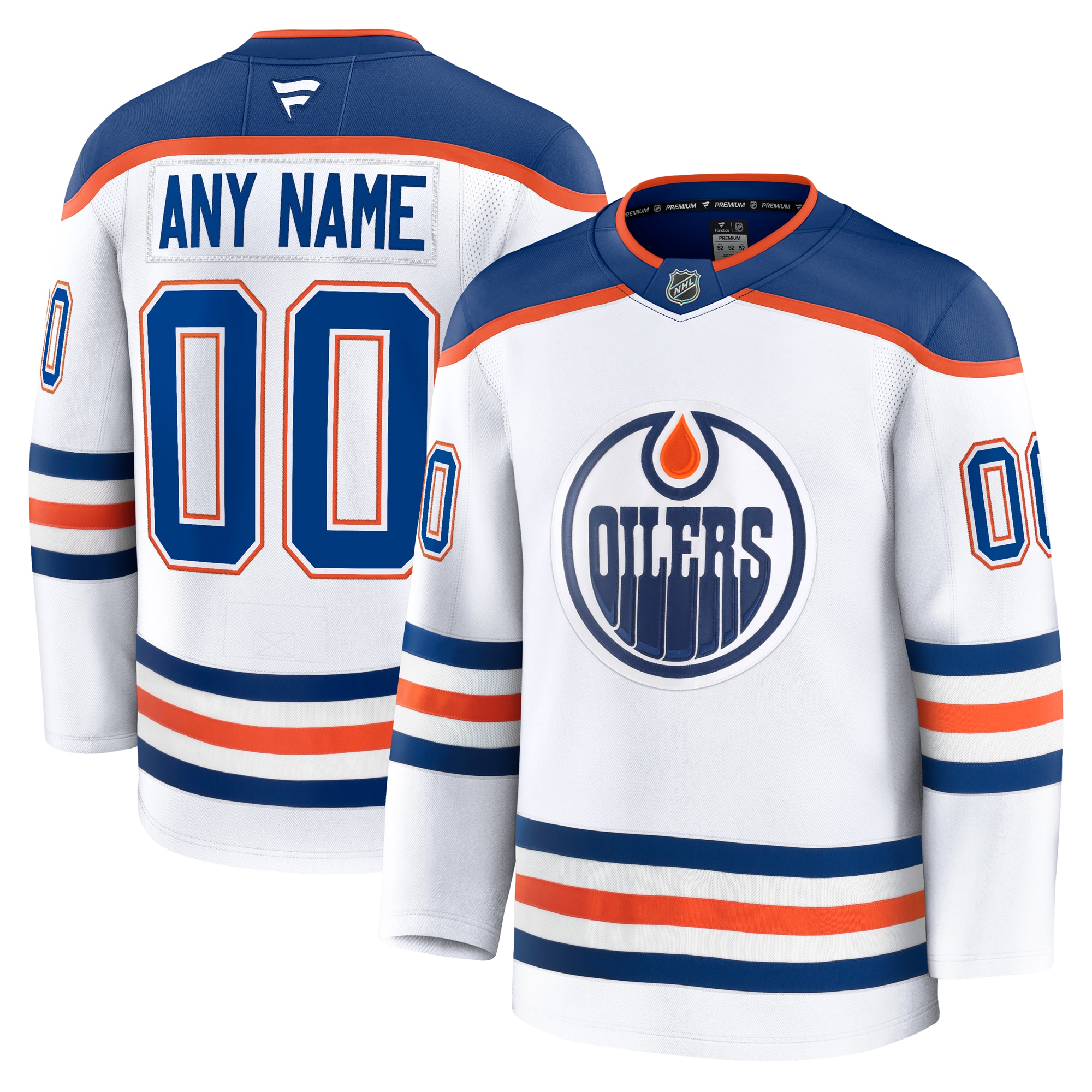 Men's Edmonton Oilers White Away Premium Custom Hockey Jersey - JS530 