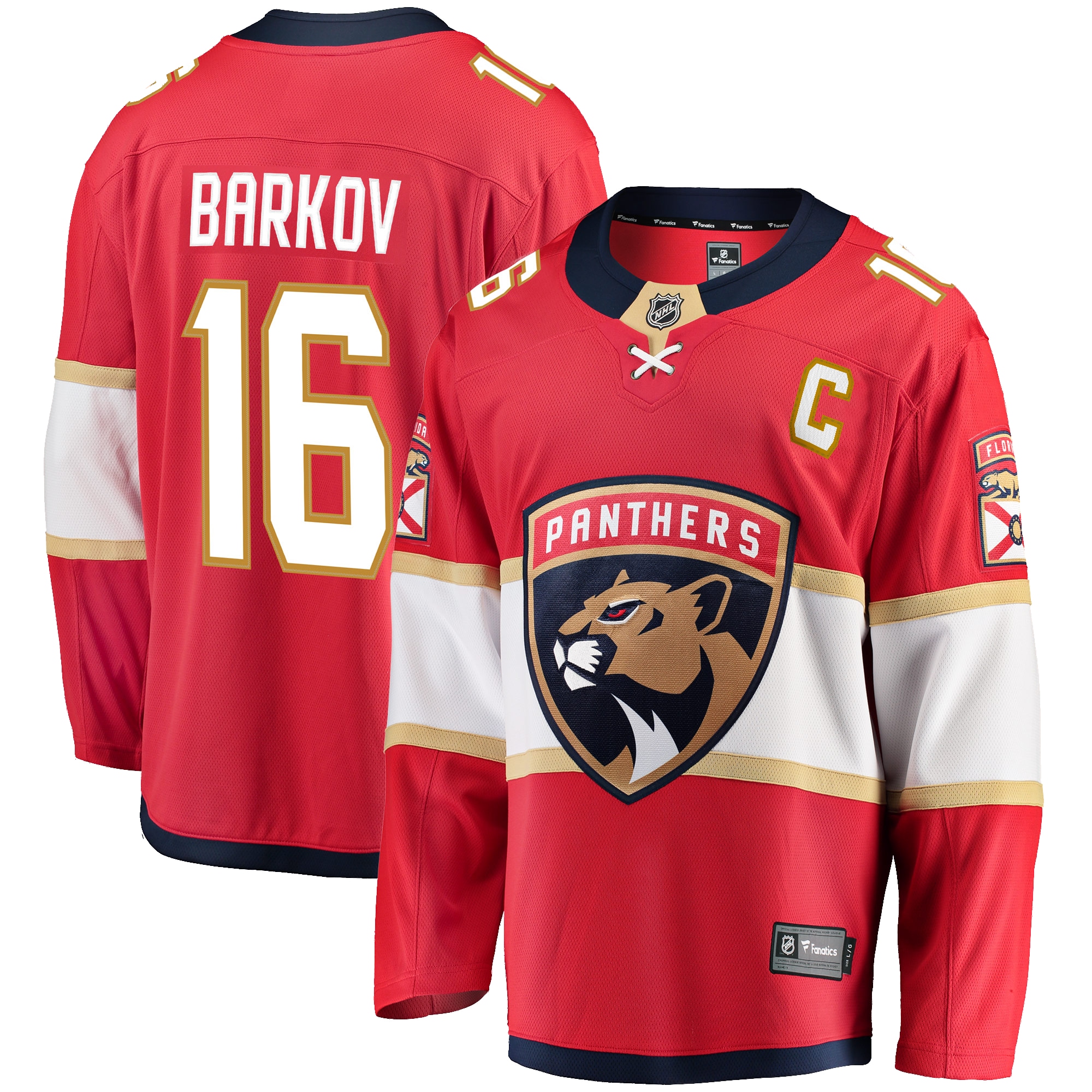 Men's Florida Panthers Aleksander Barkov Red Captain Patch Home Breakaway Hockey Jersey - JS295 