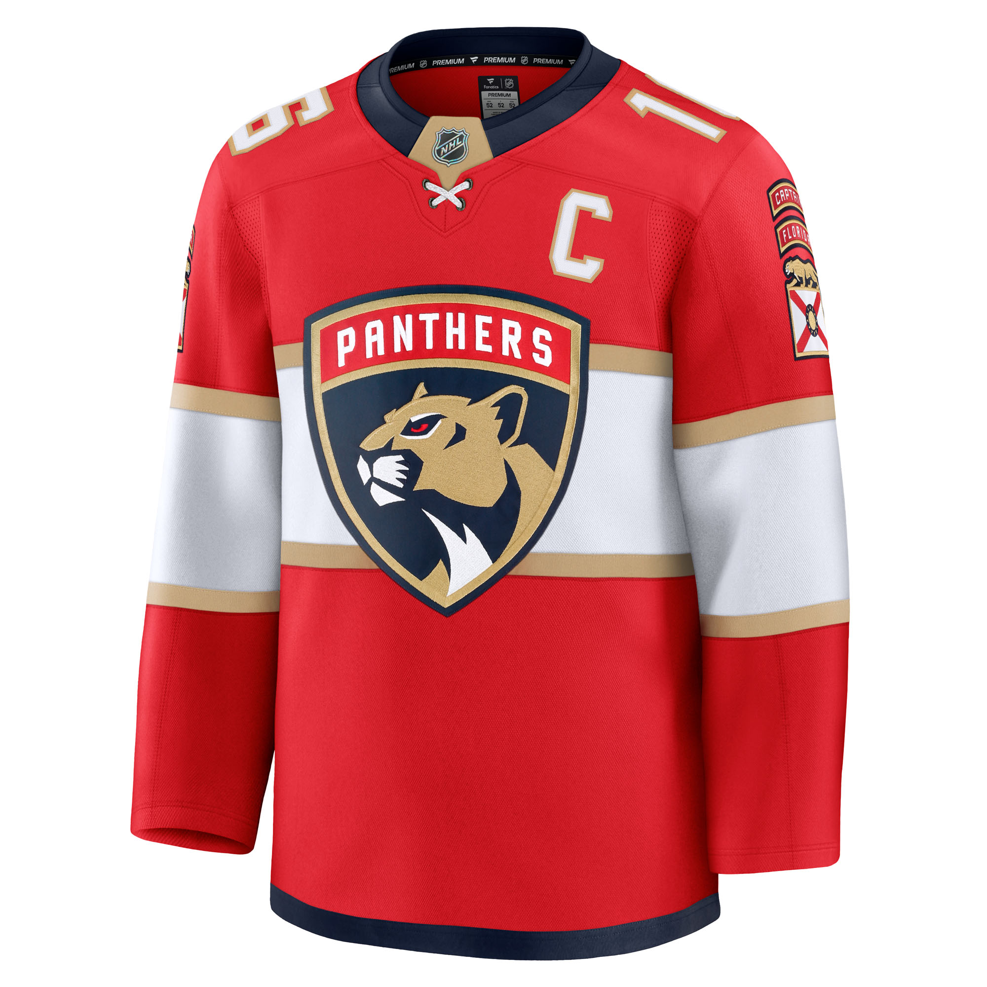 Alternative view of Men's Florida Panthers Aleksander Barkov Red Home Premium Hockey Jersey - JS893 